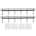 2pcs Wall Mounted Coat Rack Stainless Steel Wall Hanging Coat Hook Rail with 6 Hooks for Clothes Towel Hat 6 Hooks 2 Black