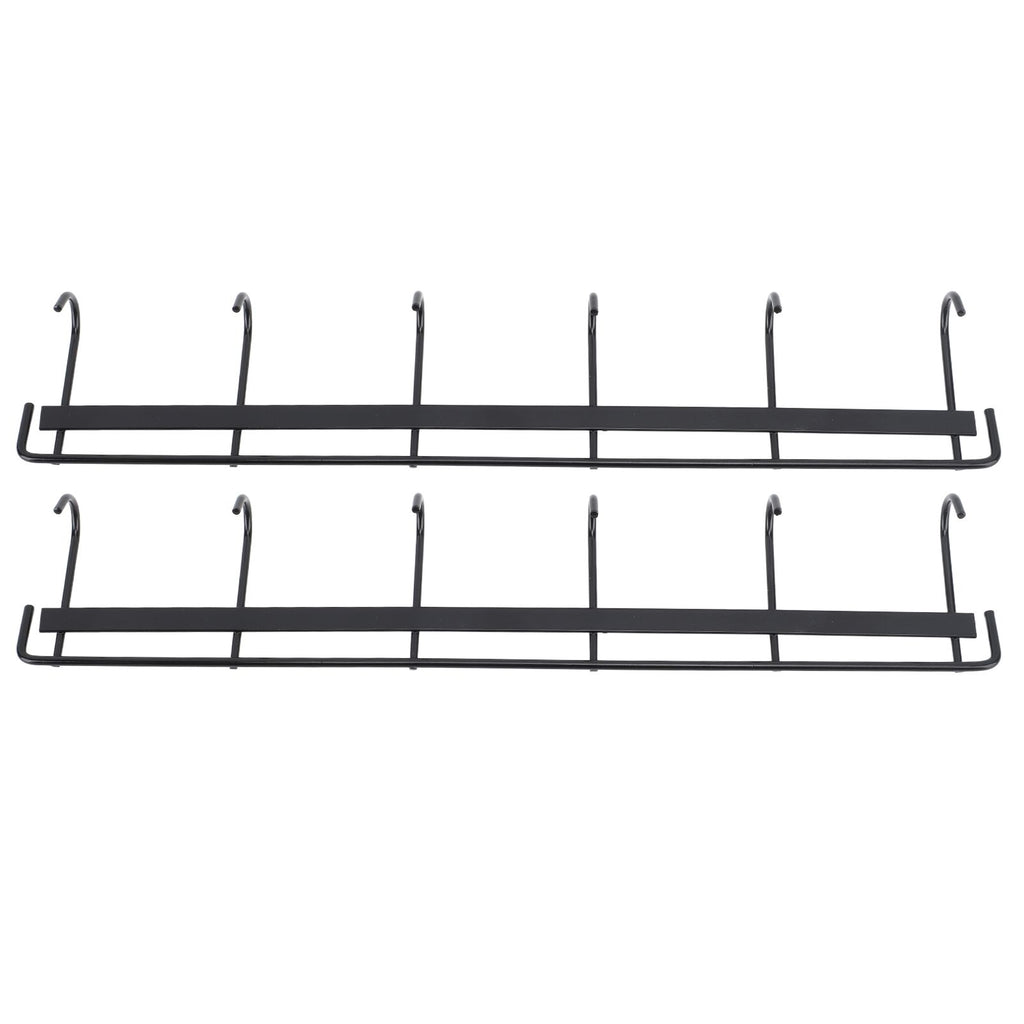 2pcs Wall Mounted Coat Rack Stainless Steel Wall Hanging Coat Hook Rail with 6 Hooks for Clothes Towel Hat 6 Hooks 2 Black