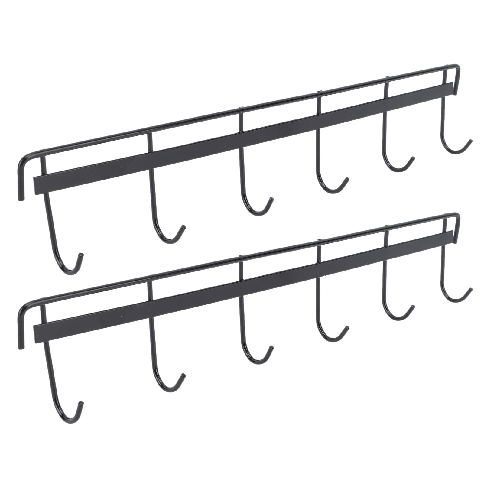 2pcs Wall Mounted Coat Rack Stainless Steel Wall Hanging Coat Hook Rail with 6 Hooks for Clothes Towel Hat 6 Hooks 2 Black
