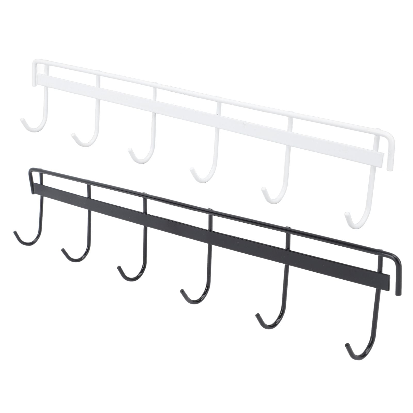 2pcs Wall Mounted Coat Rack Stainless Steel Wall Hanging Coat Hook Rail with 6 Hooks for Clothes Towel Hat 6 Hooks 1 Black 1 White