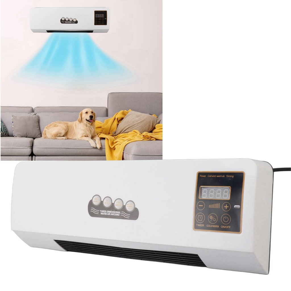 1800W Wall Mounted Air Conditioner Heater Electric Cooling Heating Machine PTC Heating Element Heater with Remote Control Timer for Bedroom Bathroom 220V English Version