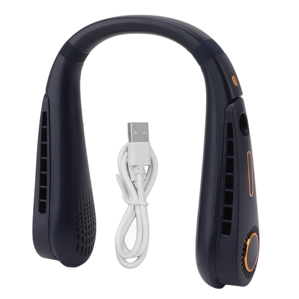 Neck Fan Bladeless USB Charging 5 Speeds Adjustable Wearable Portable Hanging Neck Fan for Outdoor Blue