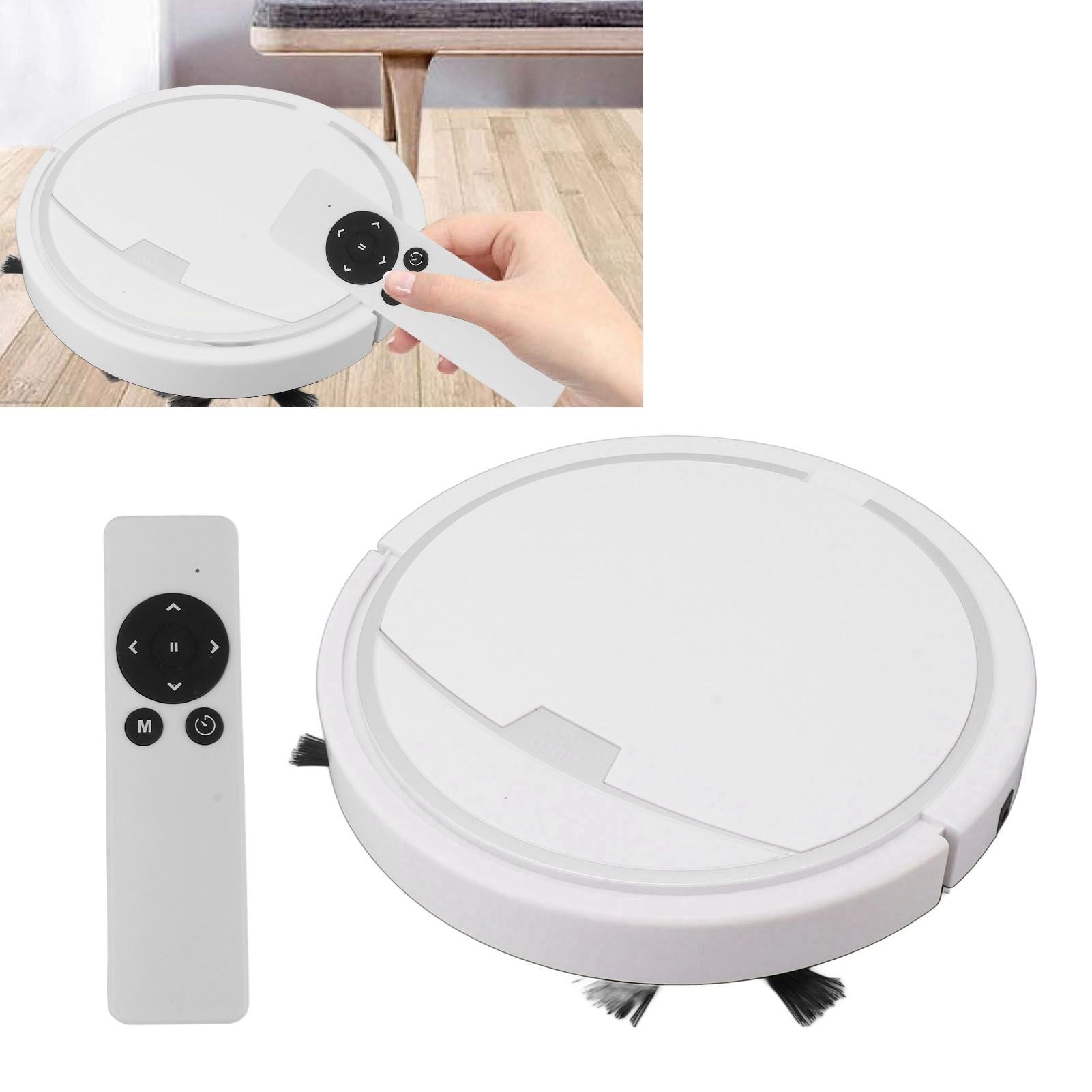 Ultra Thin Fully Automatic Robot Vacuum Cleaner Smart Robotic Vacuum Cleaner for Dust Hair Fluff White Without Water Tank 32x32cm