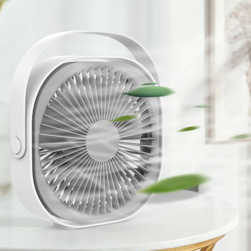 Small Desk Fan 6 Inch Quiet Mini Portable USB Rechargeable Desktop Fan for Home and Office White