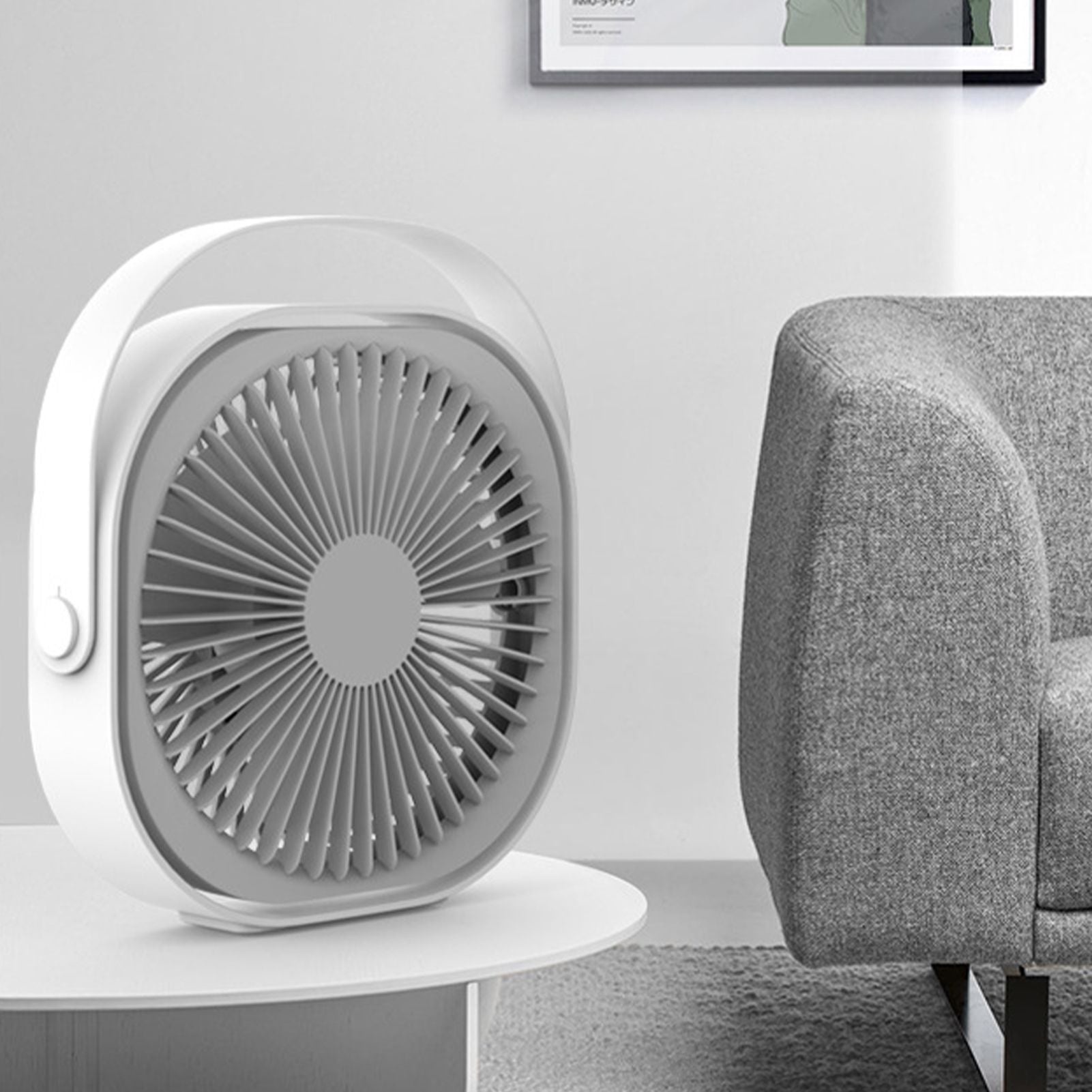 Small Desk Fan 6 Inch Quiet Mini Portable USB Rechargeable Desktop Fan for Home and Office White