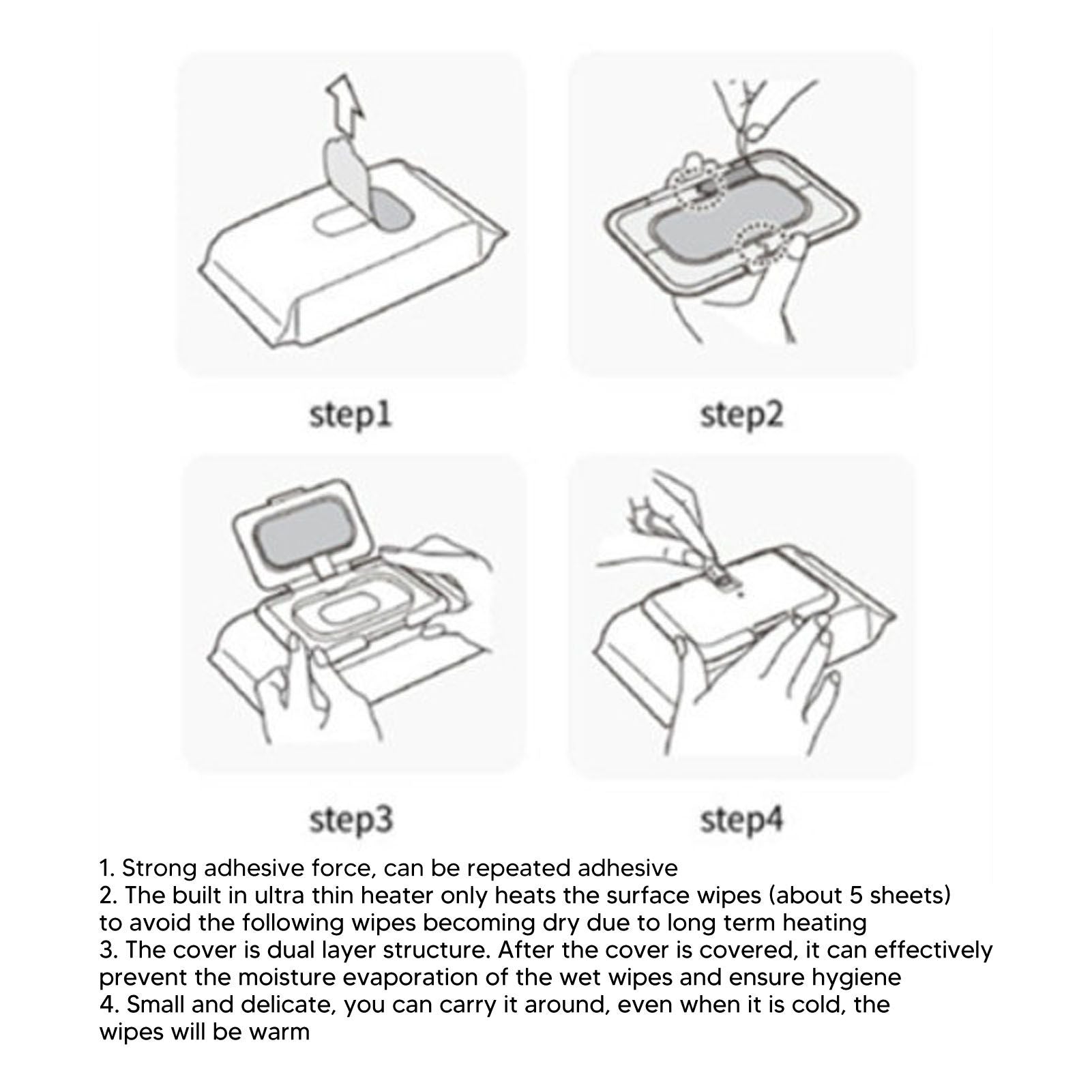 USB Wet Wipe Heater Constant Temperature Portable Baby Wipes Warmer for Household Car Outdoor White