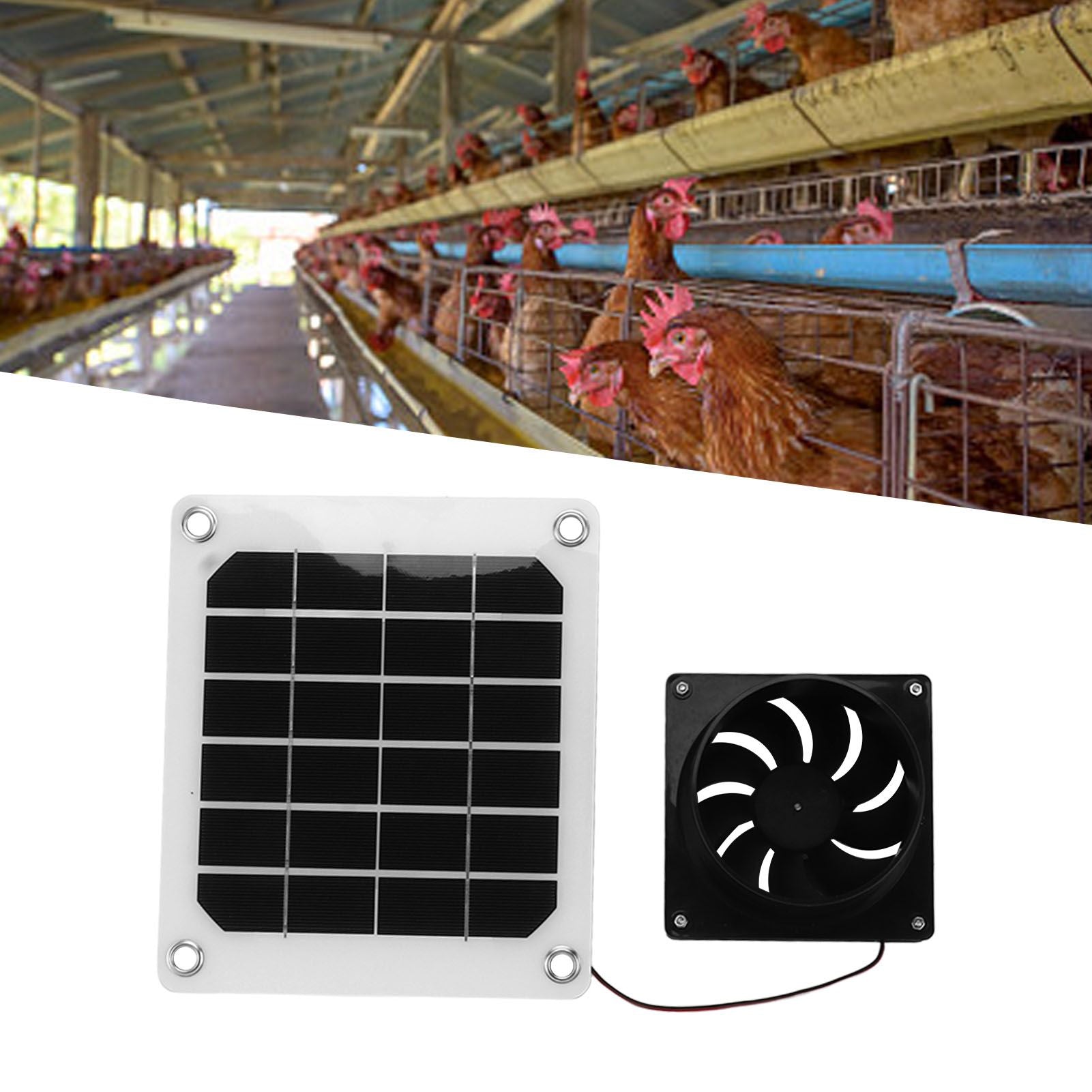 20W Solar Panel Exhaust Fan Kit with Protective Net 6 Inch Portable Solar Powered Fan for Pet Chicken House