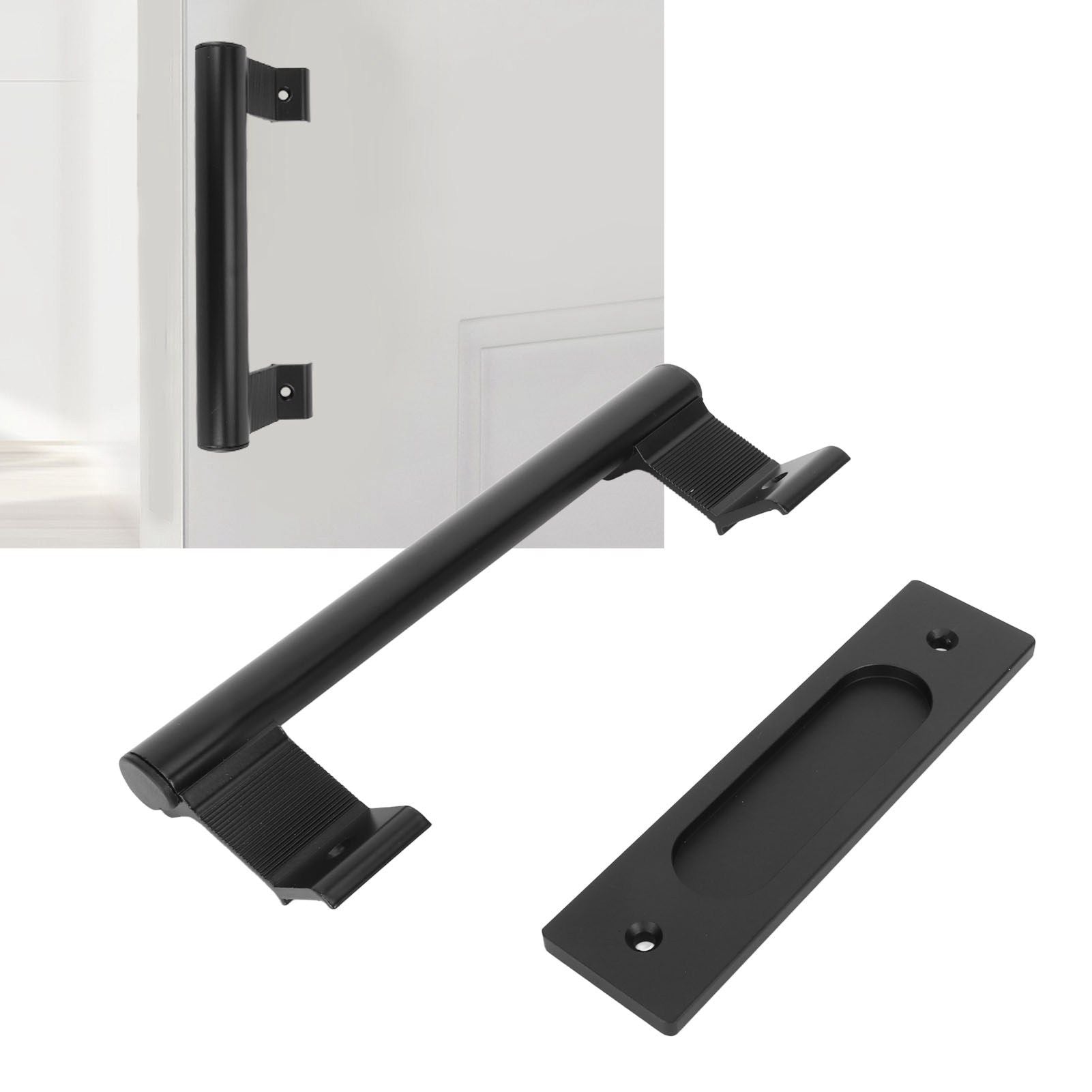Sliding Door Handle Double Sided Universal Black Aluminum Alloy Barn Door Handles Hardwares for Home Bedroom