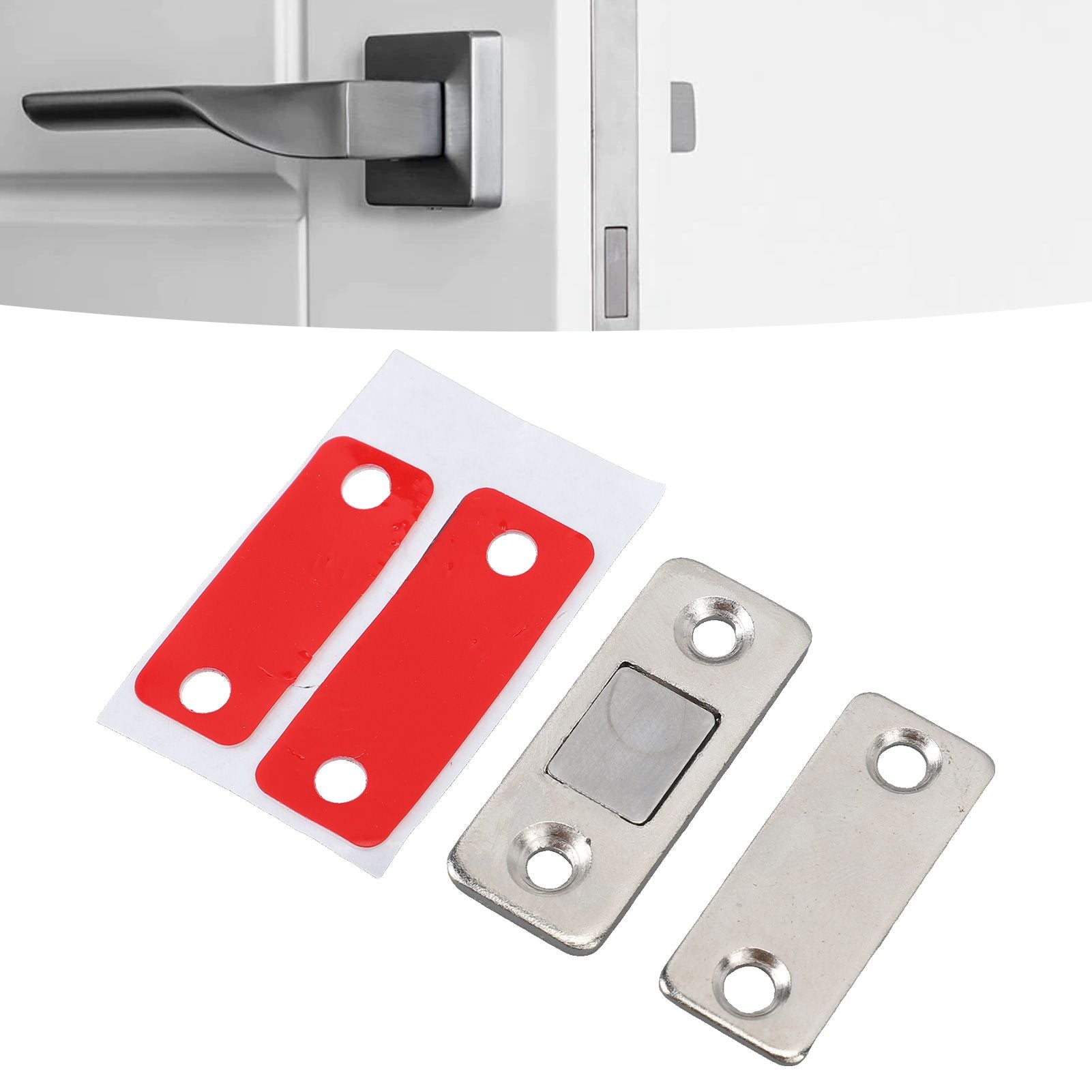 8 Pack Magnetic Door Catch Ultra Thin Door Latch Adhesive Stainless Steel 2 Way Installation Cabinet Closer for Kitchen
