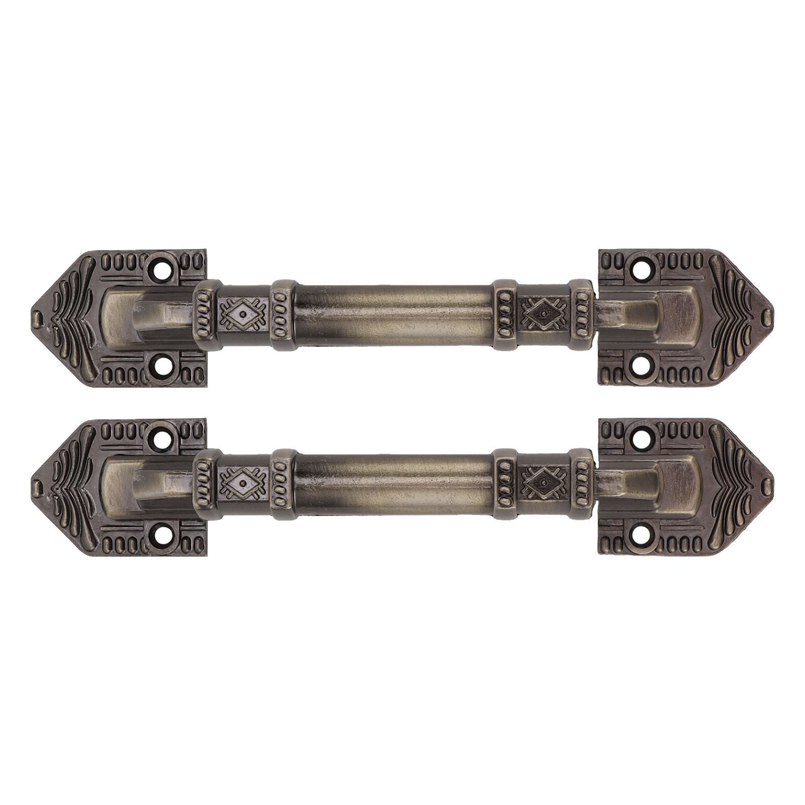 2Pcs Antique Barn Door Handles Bronze Color Easy Mounting Vintage Drawer Handle with Screws for Interior Drawer Garage