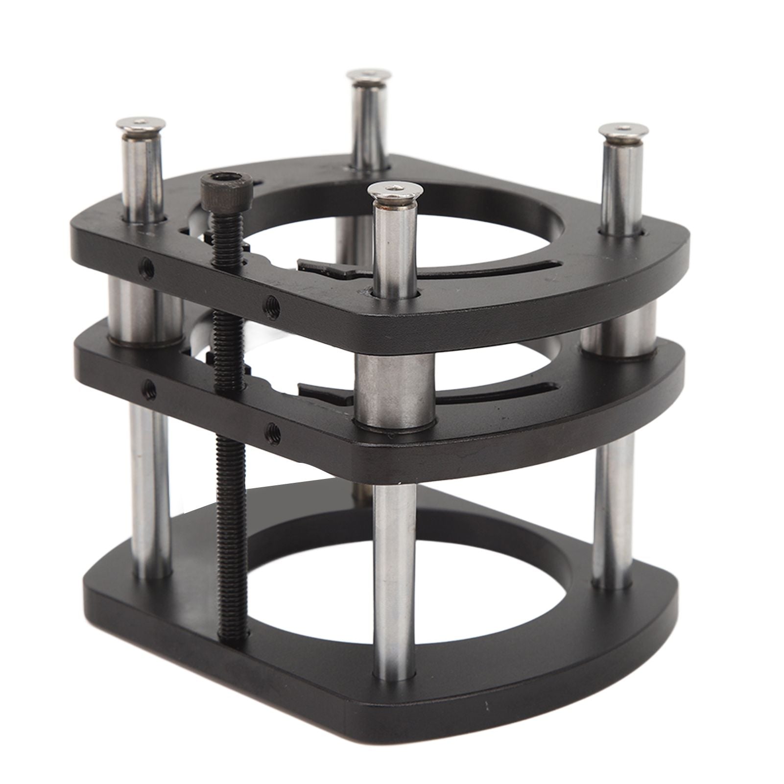 Trimming Machine Router Lift Table Base Aluminum Alloy Router Lift System with 4 Jaw Clamping Black