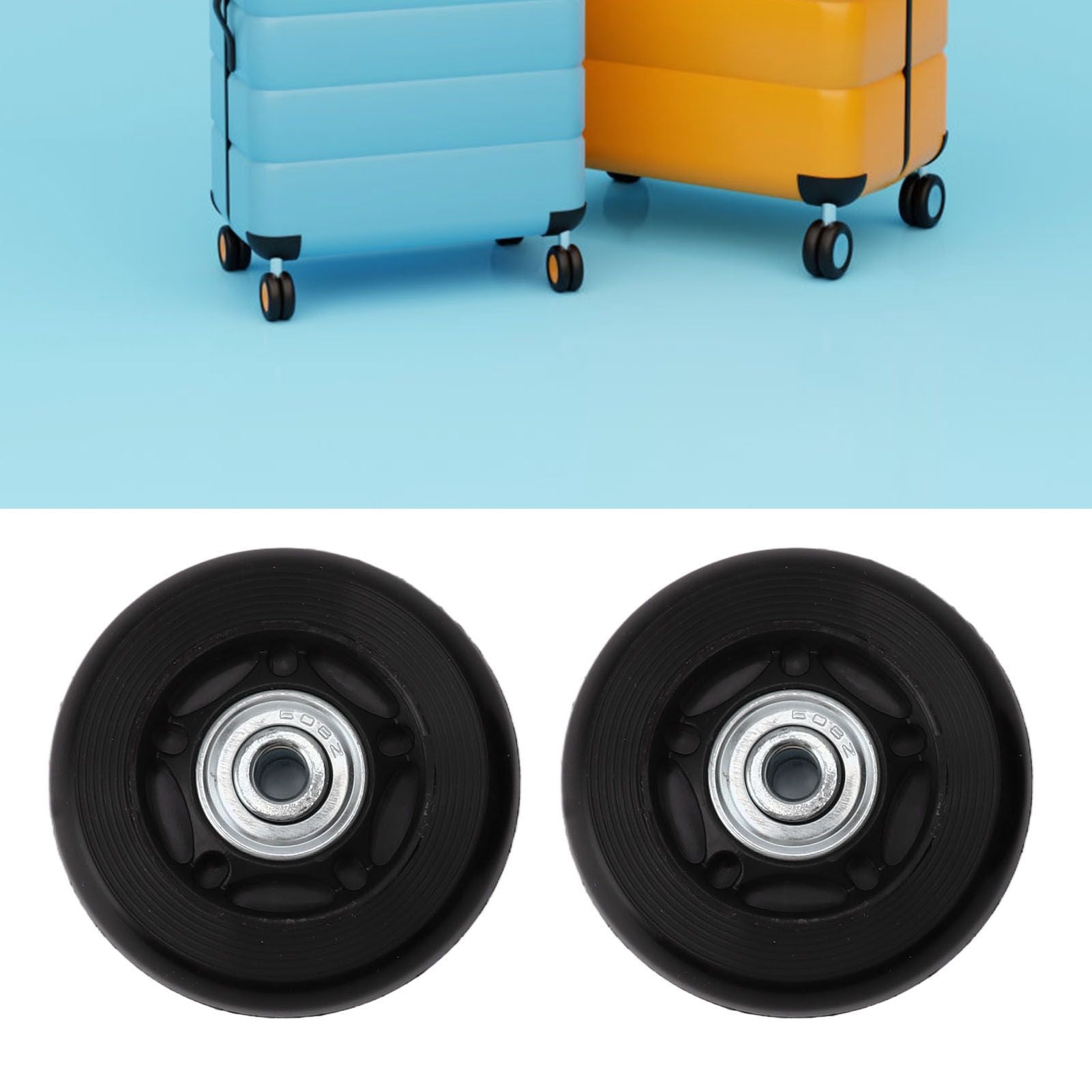 Luggage Wheel Replacement Kit Silent Operation Dual Bearing Swivel Caster Wheels Bearings Repair for Trolley Case Suitcase 60x18mm/2.4x0.7in
