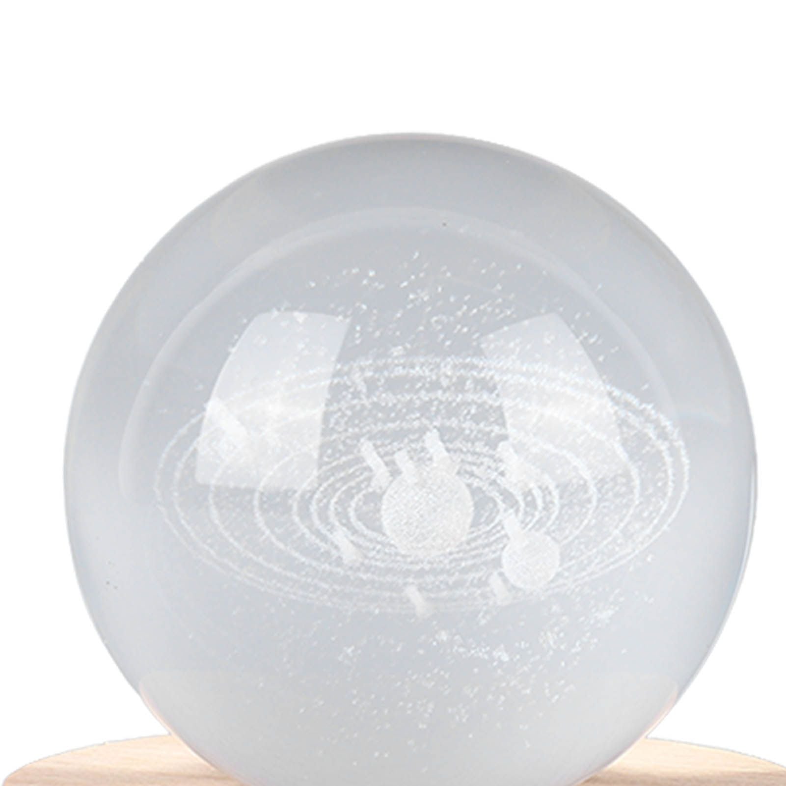 6cm 3D Crystal Ball Luminous Clear Sculpture Round Astronomy Ball Miniature Sculpture Ball Night Light Solar System Crystal Ball