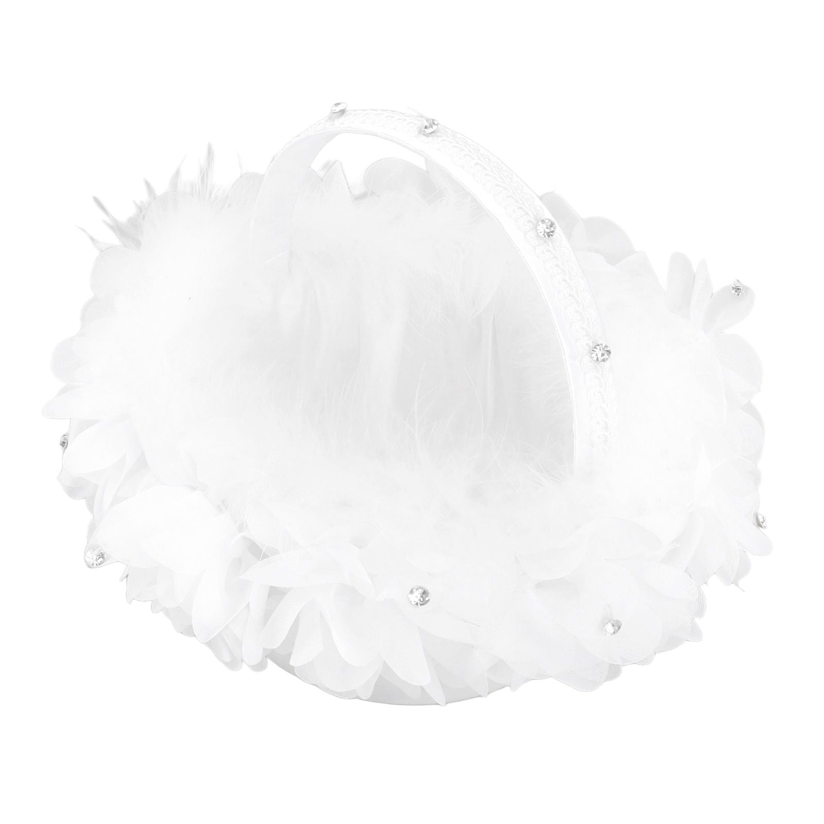 White Flower Girl Basket Petal Beads Decoration Handheld Bridesmaid Scattering Wedding Basket