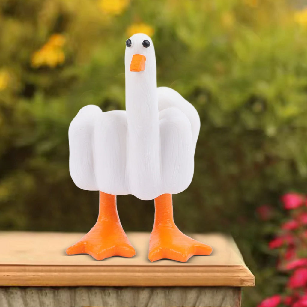 Middle Finger Duck Decoration Funny Little Duck Resin Figurine Ornament Decor Resin Craft Decoration Sculpture Statue for Home Office Desktop Housewarming Gift
