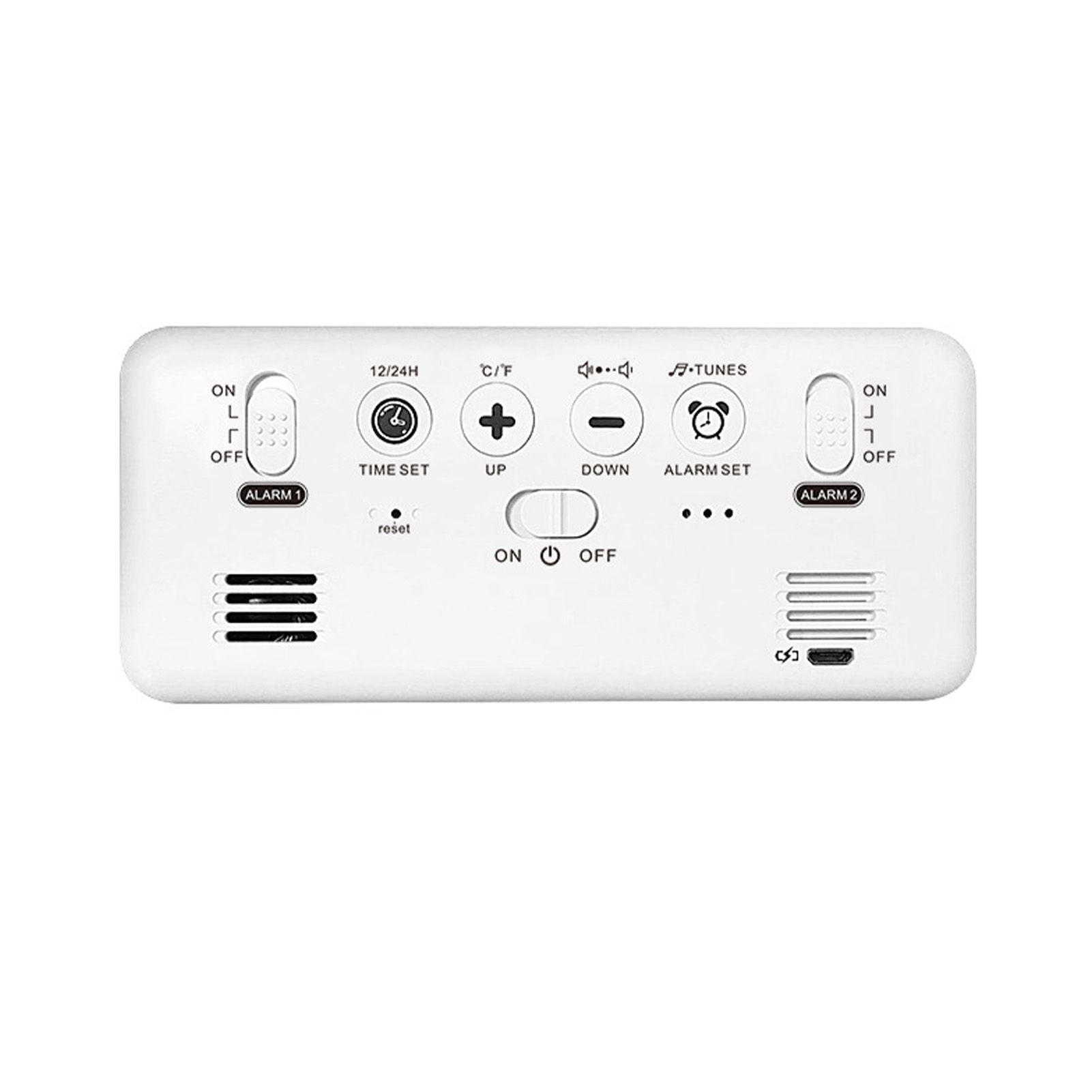 LED Alarm Electric Clock Multifunctional Exquisite Mirrored Surface Silent Bedside Clock for Home Bedroom Office Decor White