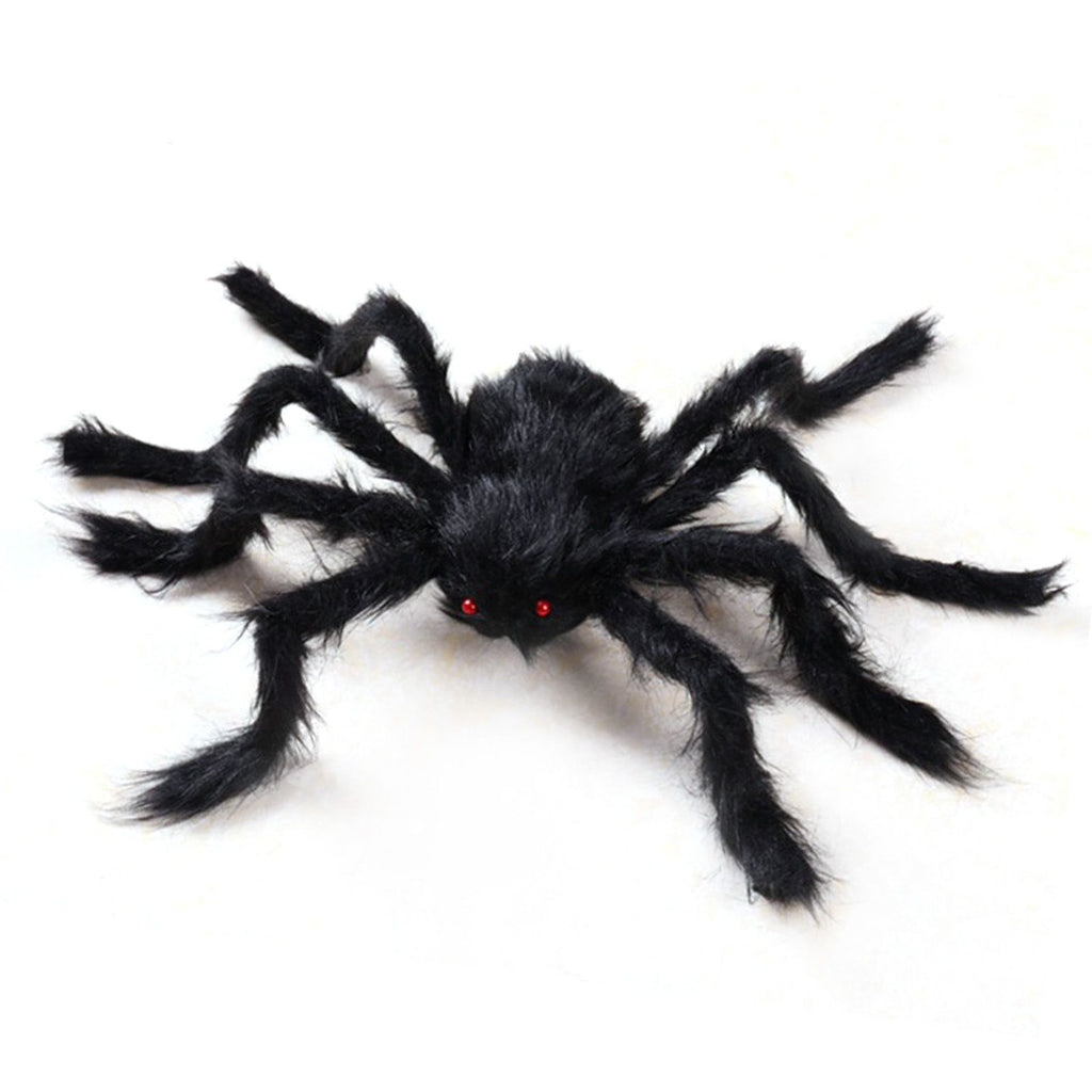 Giant Fake Spider Lifelike Halloween Posable Black Soft Hairy Fake Spiders Scary Decorations for Yard Home 125cm