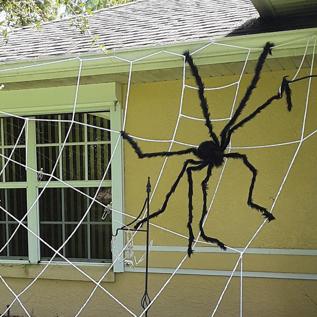 Giant Fake Spider Lifelike Halloween Posable Black Soft Hairy Fake Spiders Scary Decorations for Yard Home 125cm