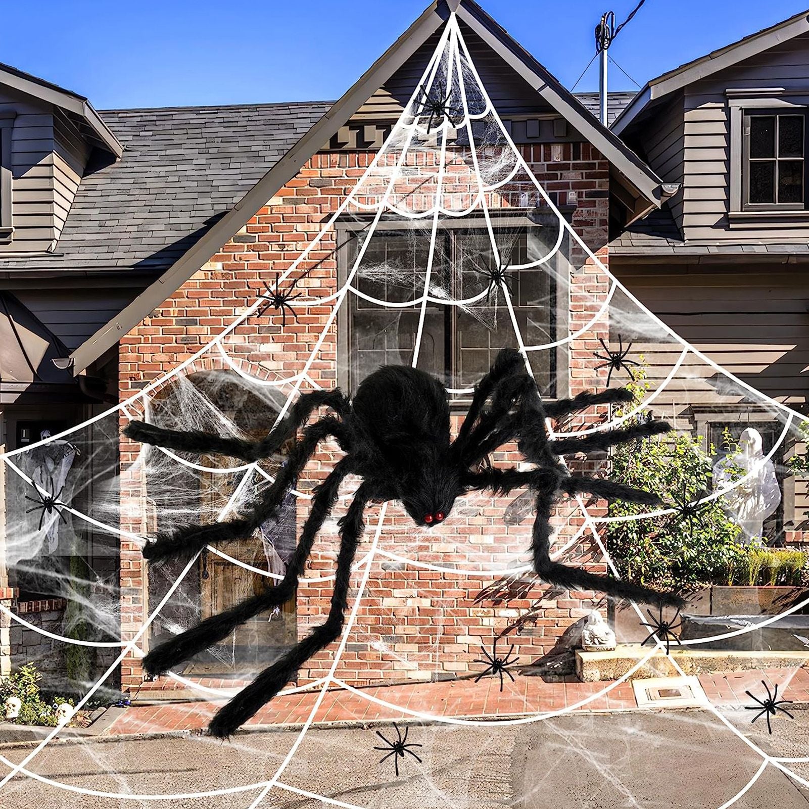 Giant Fake Spider Lifelike Halloween Posable Black Soft Hairy Fake Spiders Scary Decorations for Yard Home 125cm