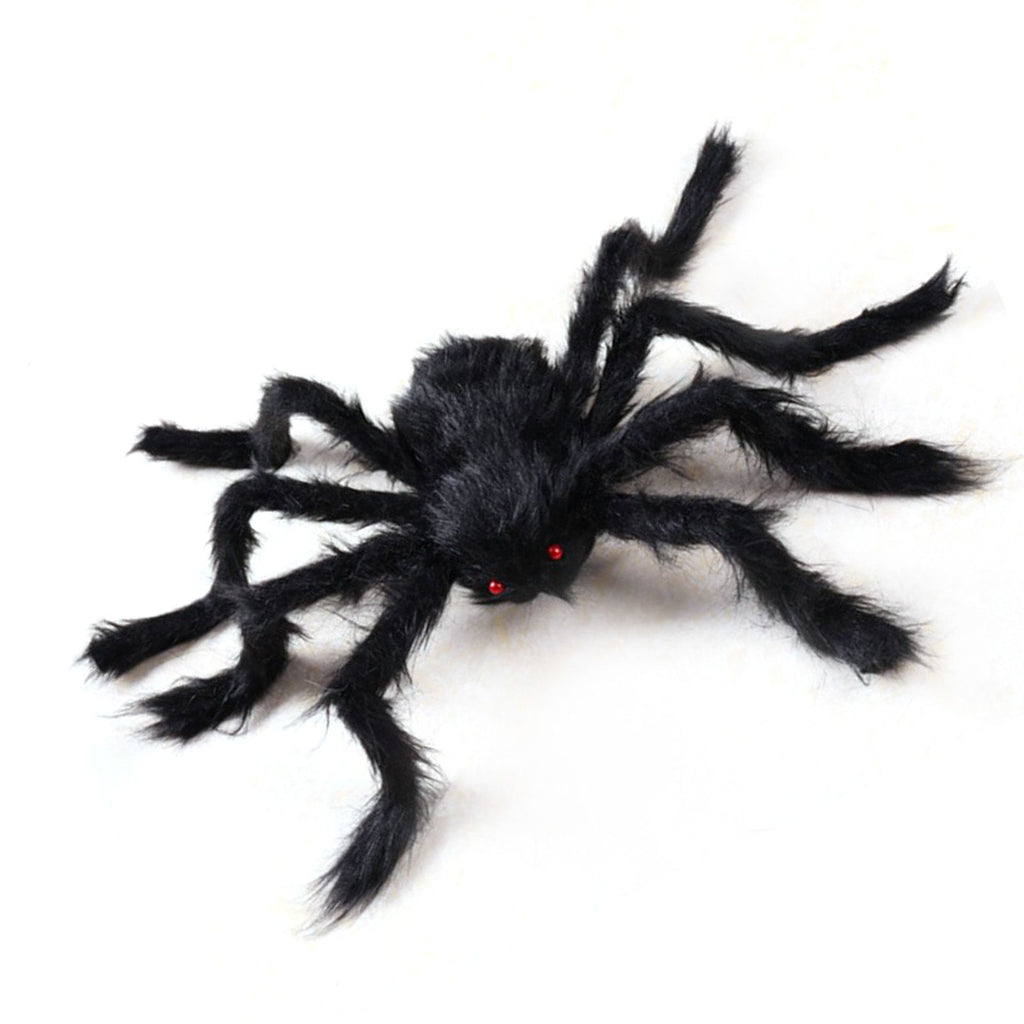 Giant Fake Spider Lifelike Halloween Posable Black Soft Hairy Fake Spiders Scary Decorations for Yard Home 200cm
