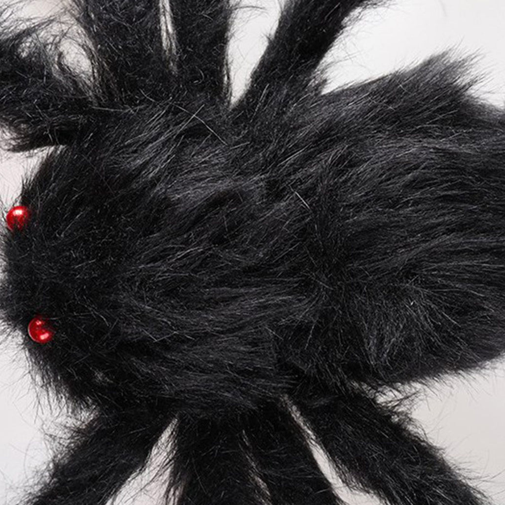 Giant Fake Spider Lifelike Halloween Posable Black Soft Hairy Fake Spiders Scary Decorations for Yard Home 200cm