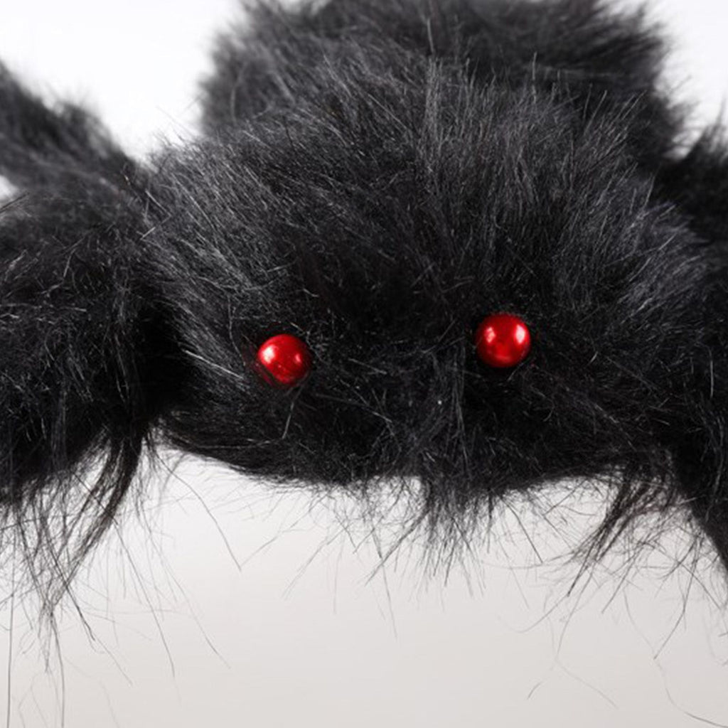 Giant Fake Spider Lifelike Halloween Posable Black Soft Hairy Fake Spiders Scary Decorations for Yard Home 200cm