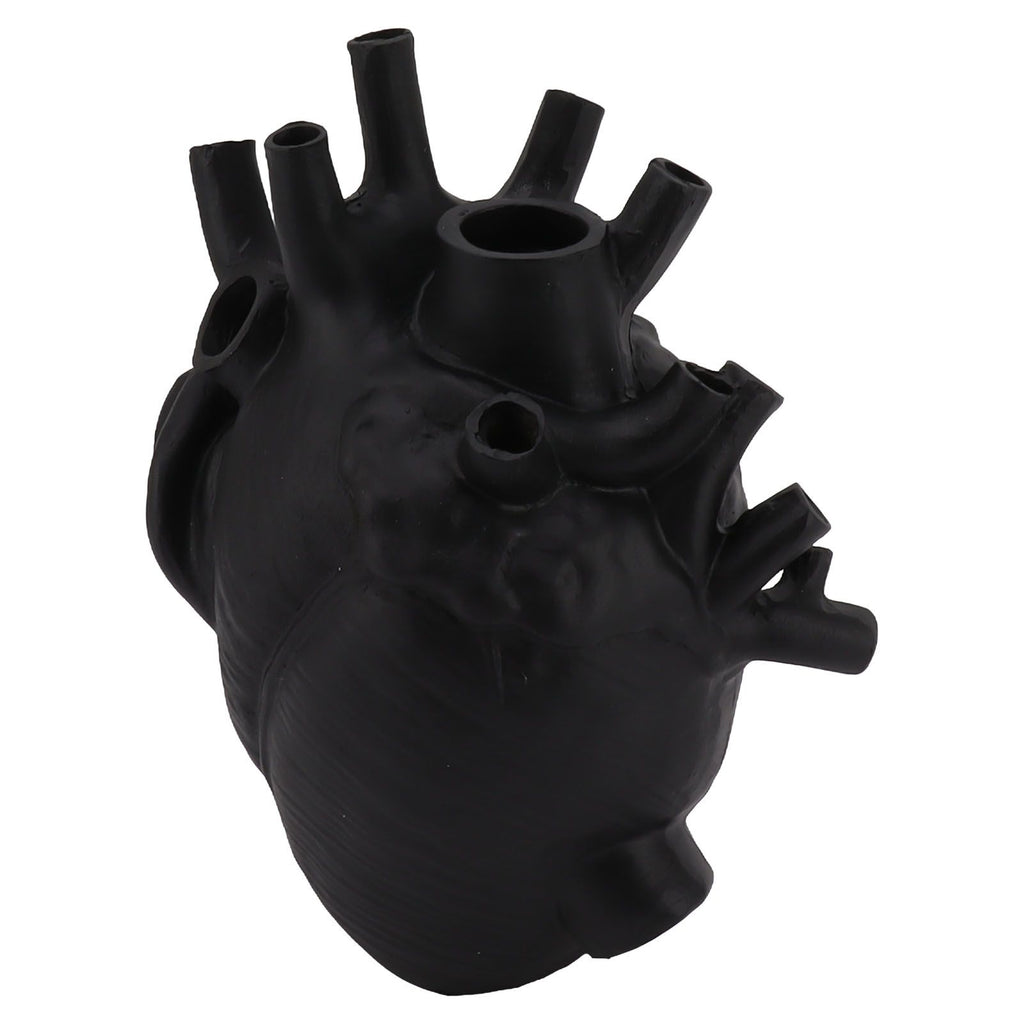 Heart Shaped Vase Decorative Modern Resin Exquisite Planter Pot for Home Office Bedroom Wedding Black