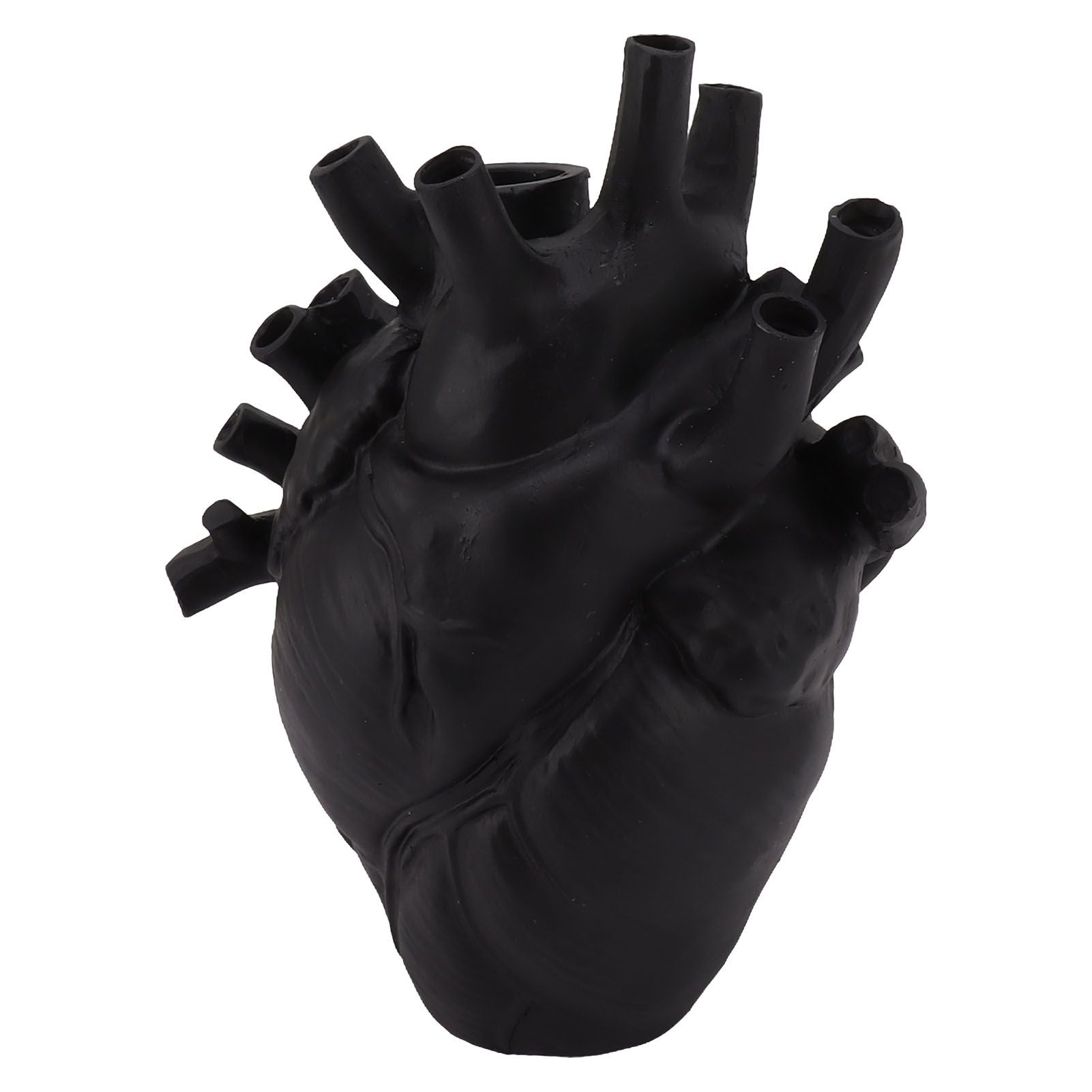 Heart Shaped Vase Decorative Modern Resin Exquisite Planter Pot for Home Office Bedroom Wedding Black