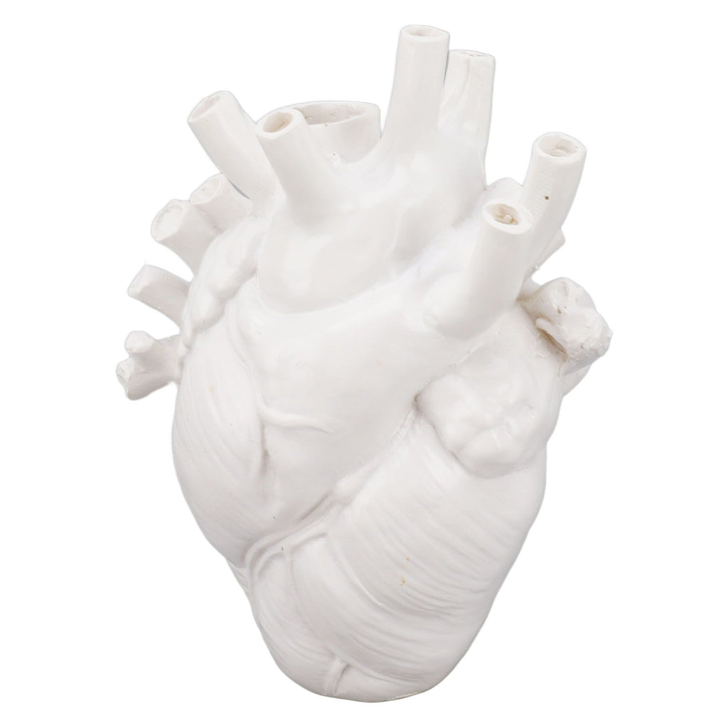 Heart Shaped Vase Decorative Modern Resin Exquisite Planter Pot for Home Office Bedroom Wedding White