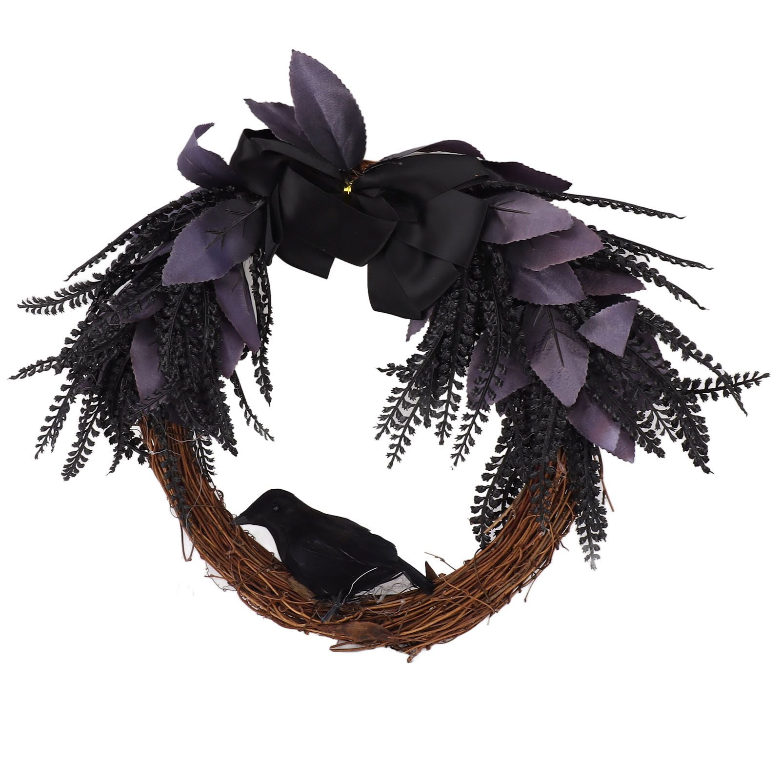 Halloween Wreath Bowknot Crow Garland Decoration Home Door Hallway Hanging Wreath
