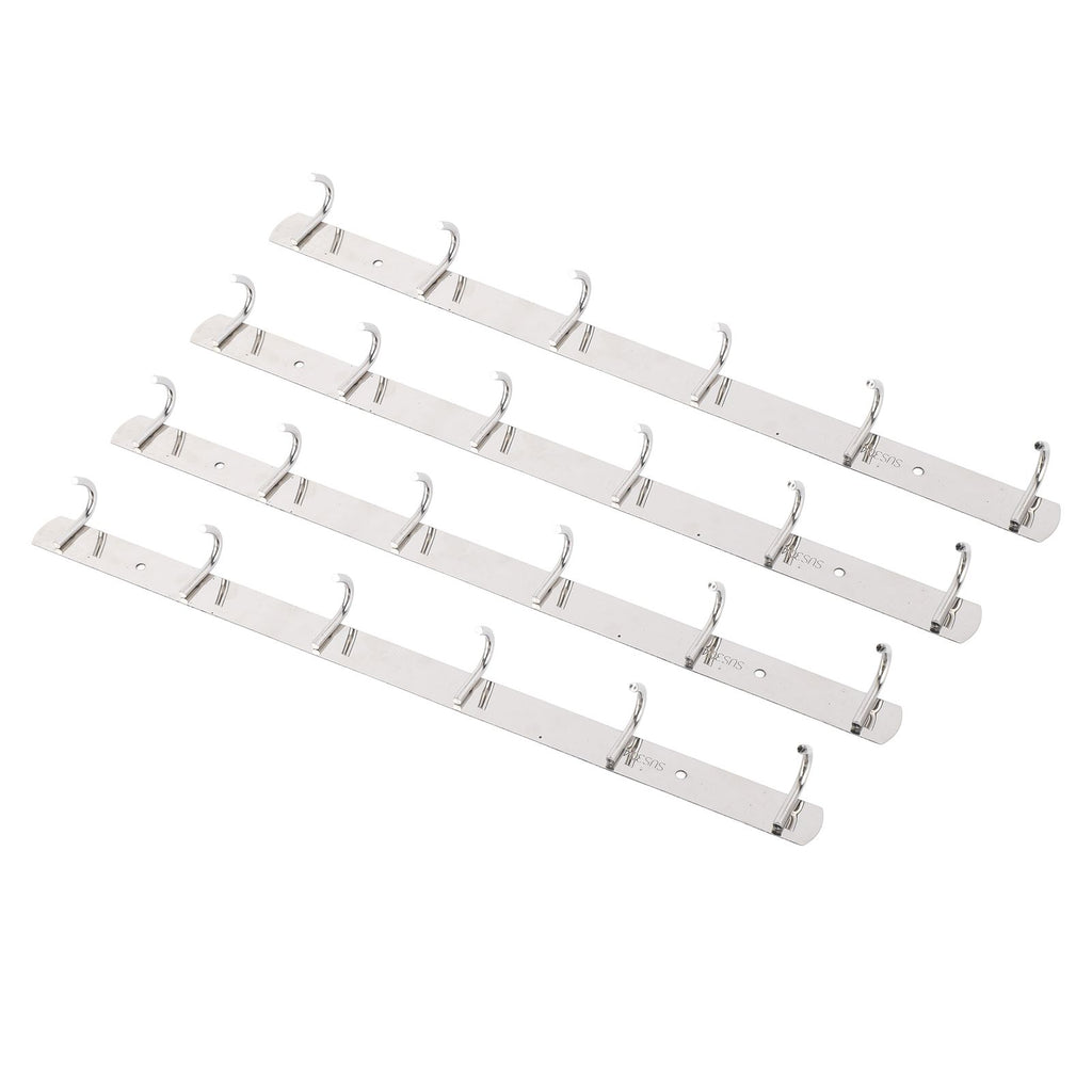 4 Pcs 6 Hooks Stainless Steel Cloak Hanger Wall Mounted Hanging Coat Rack for Laundry Rooms Entryways