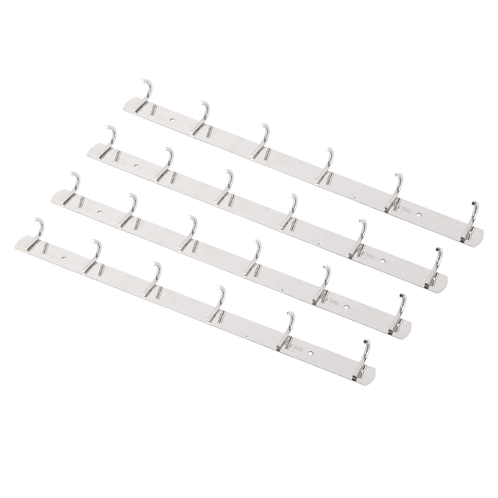 4 Pcs 6 Hooks Stainless Steel Cloak Hanger Wall Mounted Hanging Coat Rack for Laundry Rooms Entryways