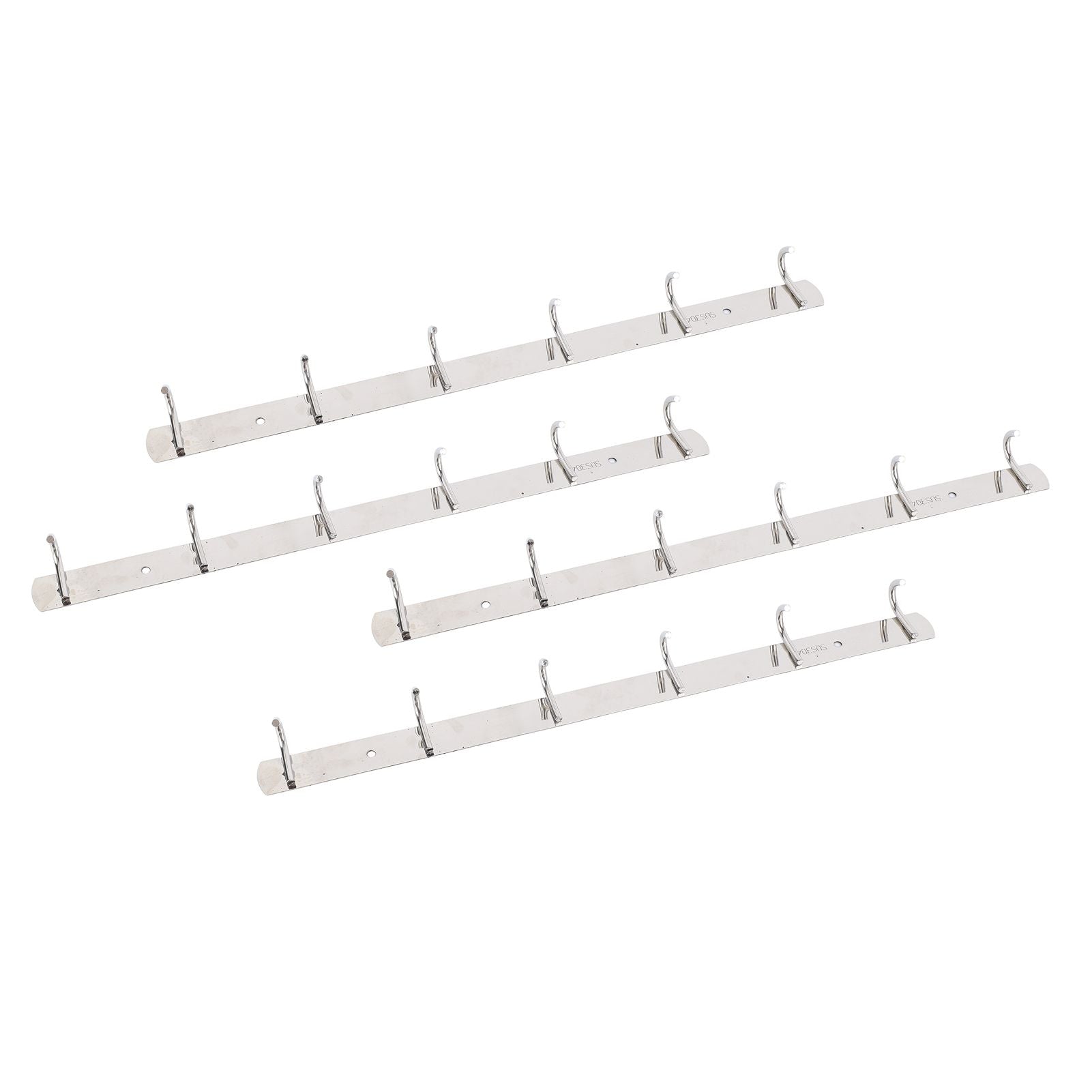 4 Pcs 6 Hooks Stainless Steel Cloak Hanger Wall Mounted Hanging Coat Rack for Laundry Rooms Entryways