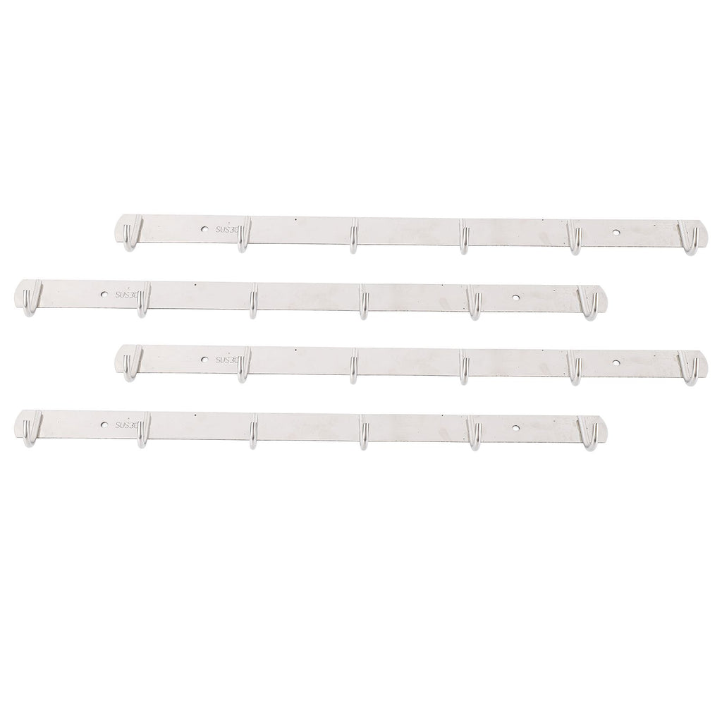 4 Pcs 6 Hooks Stainless Steel Cloak Hanger Wall Mounted Hanging Coat Rack for Laundry Rooms Entryways
