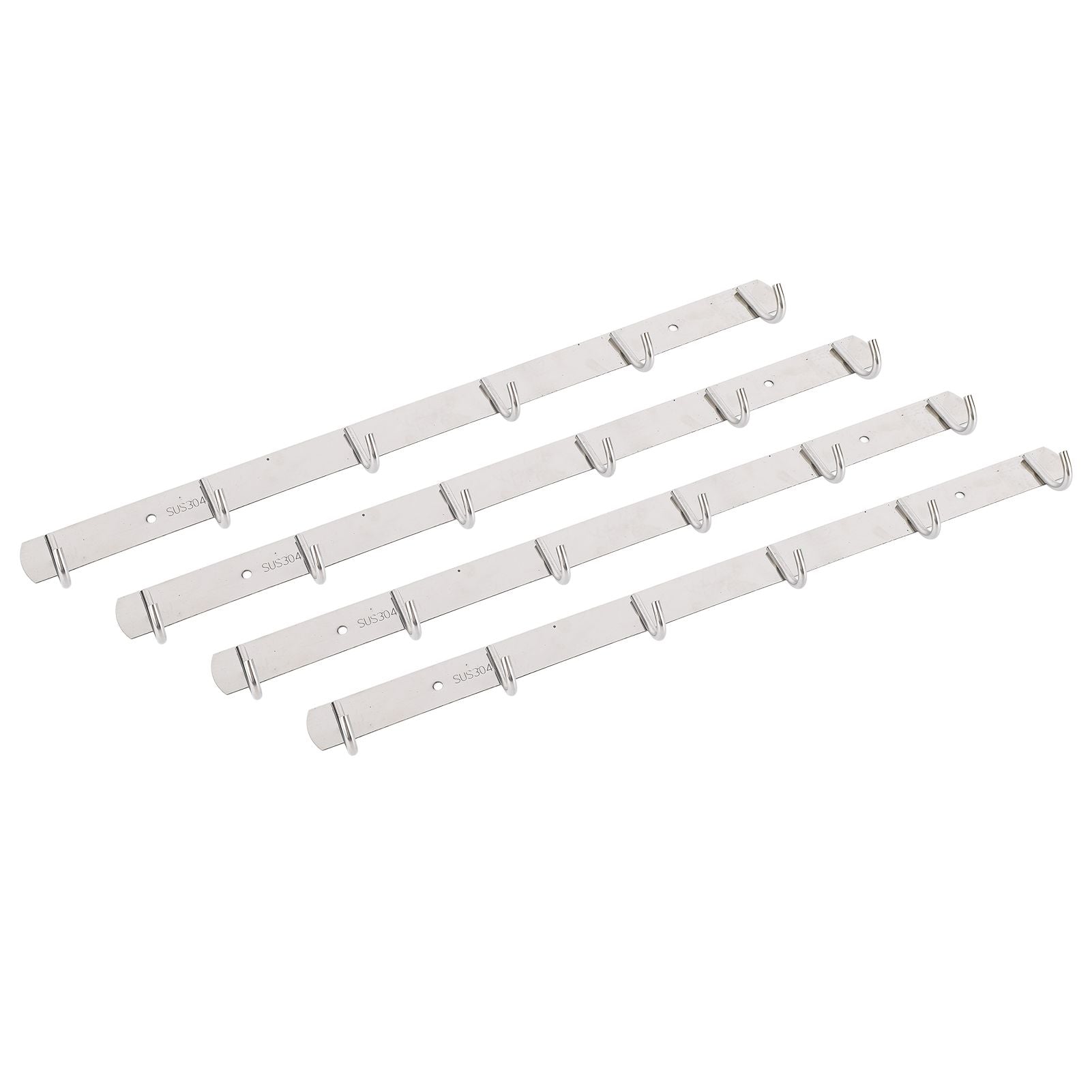 4 Pcs 6 Hooks Stainless Steel Cloak Hanger Wall Mounted Hanging Coat Rack for Laundry Rooms Entryways