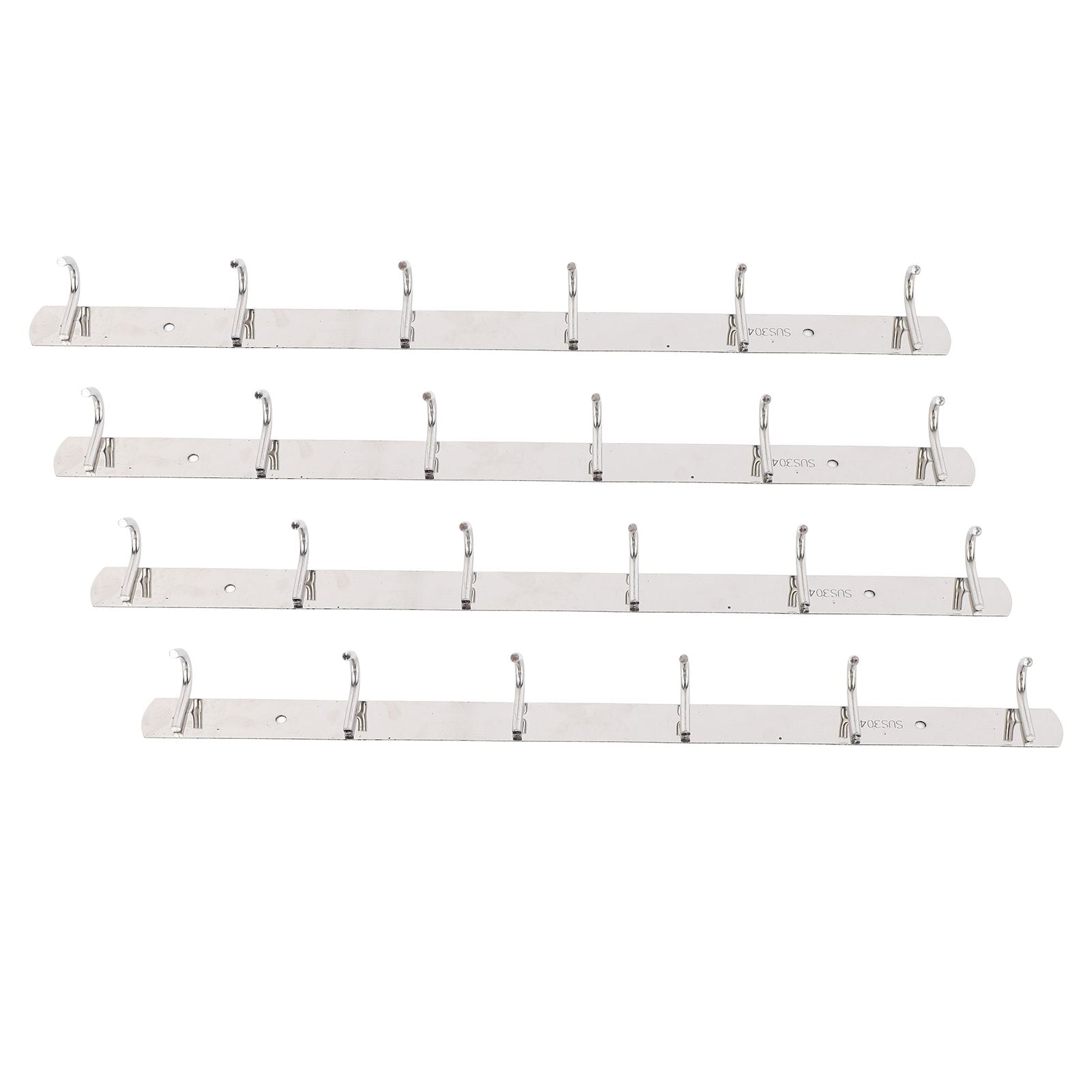 4 Pcs 6 Hooks Stainless Steel Cloak Hanger Wall Mounted Hanging Coat Rack for Laundry Rooms Entryways