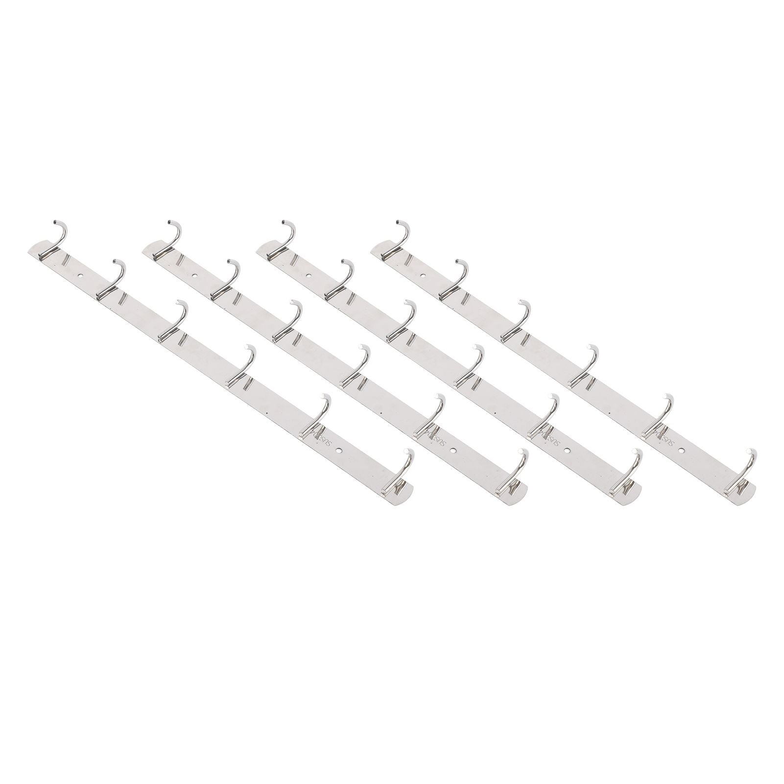 4 Pcs 6 Hooks Stainless Steel Cloak Hanger Wall Mounted Hanging Coat Rack for Laundry Rooms Entryways