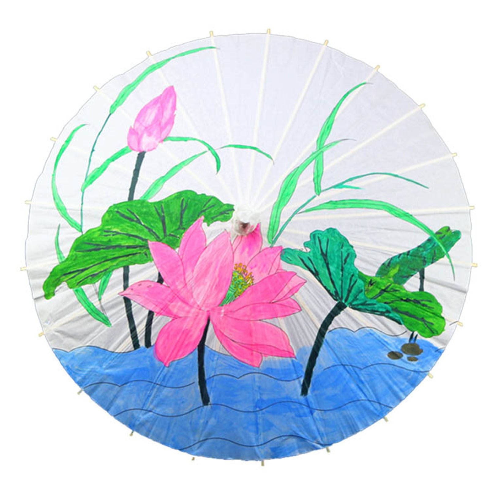 Kids Paper Parasol Bamboo and Paper Chinese Style Elegant White DIY Paper Umbrellas for Decoration 58cm/22.8in