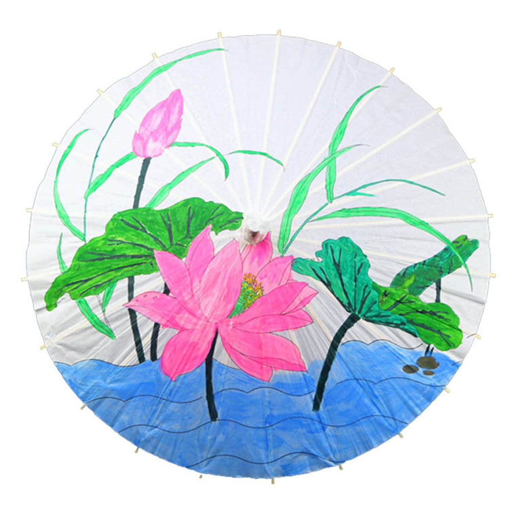 Kids Paper Parasol Bamboo and Paper Chinese Style Elegant White DIY Paper Umbrellas for Decoration 28cm/11in