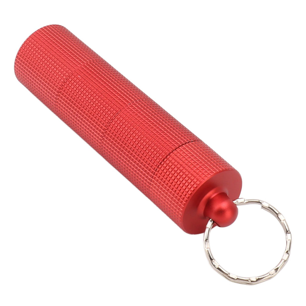 Keychain Medicine Holder Case 3 Compartment Waterproof Metal Travel Tablet Capsule Holder for Outdoor Red