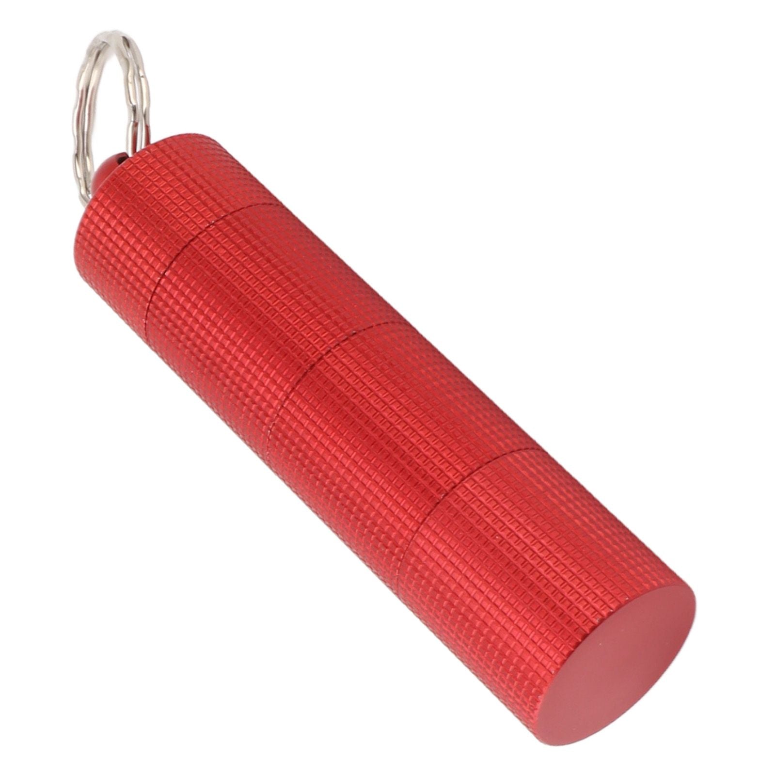 Keychain Medicine Holder Case 3 Compartment Waterproof Metal Travel Tablet Capsule Holder for Outdoor Red