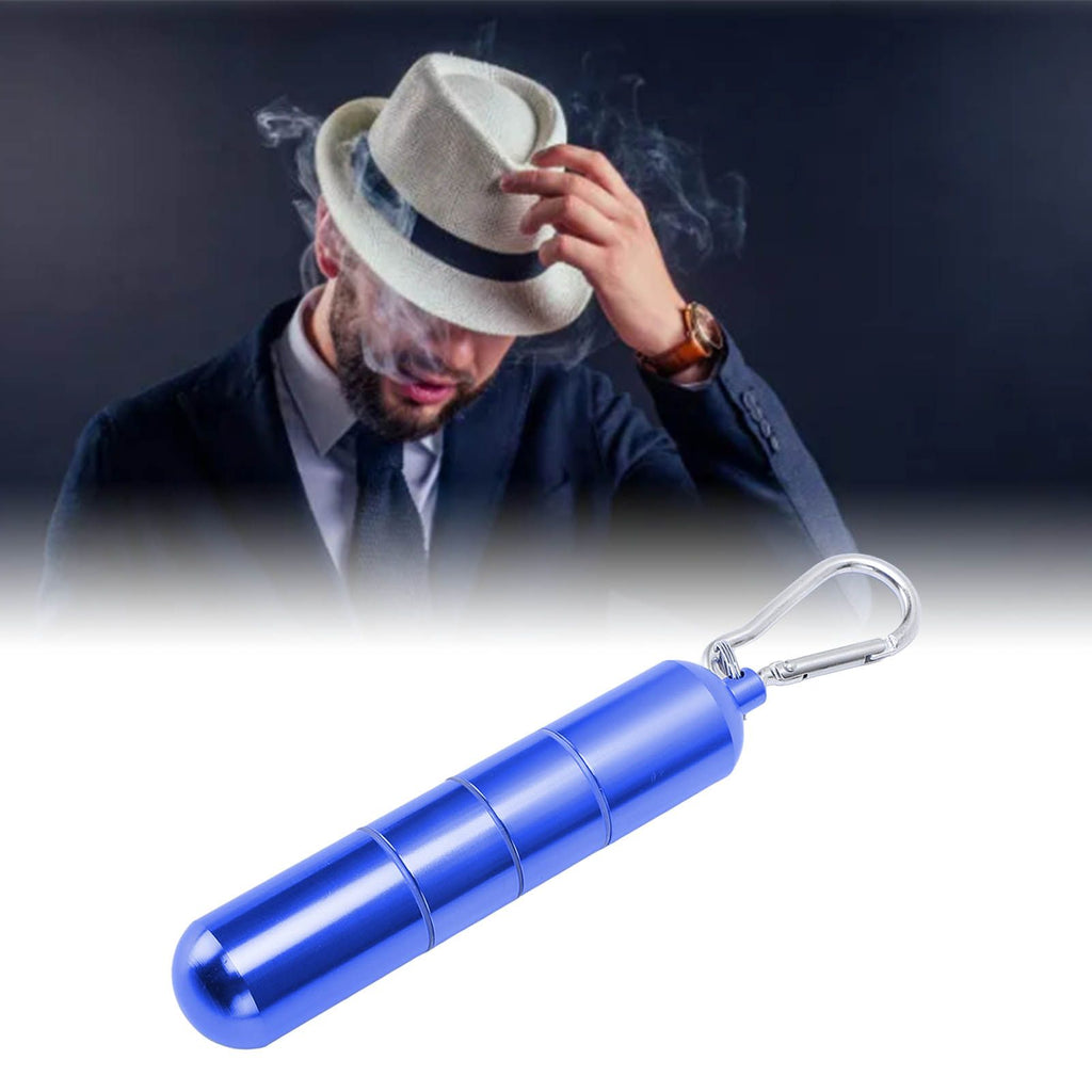 Portable Keychain Cigarette Case Aluminum Alloy Cigarette Tube Smoking Accessories for 10pcs 5.5mm Fine Cigarettes Blue