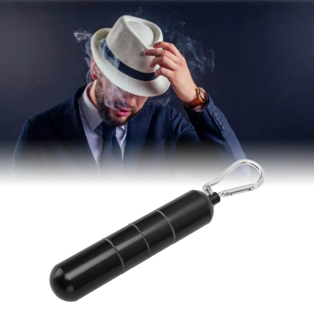 Portable Keychain Cigarette Case Aluminum Alloy Cigarette Tube Smoking Accessories for 10pcs 5.5mm Fine Cigarettes Black