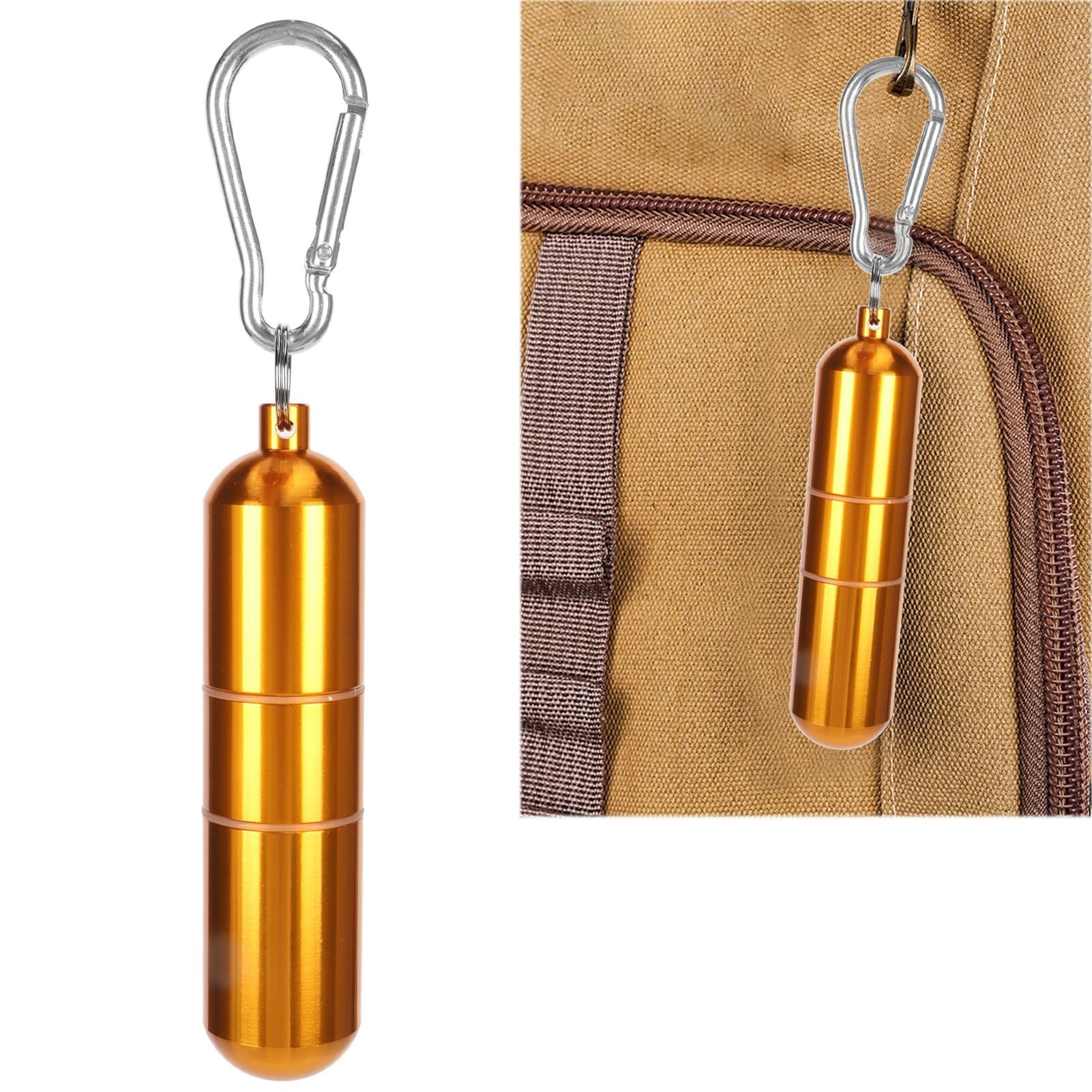 Cigarette Storage Tube Aluminum Alloy Sealed Waterproof Portable Cigarette Holder Container for Outdoor Travel Camping Hiking Gold