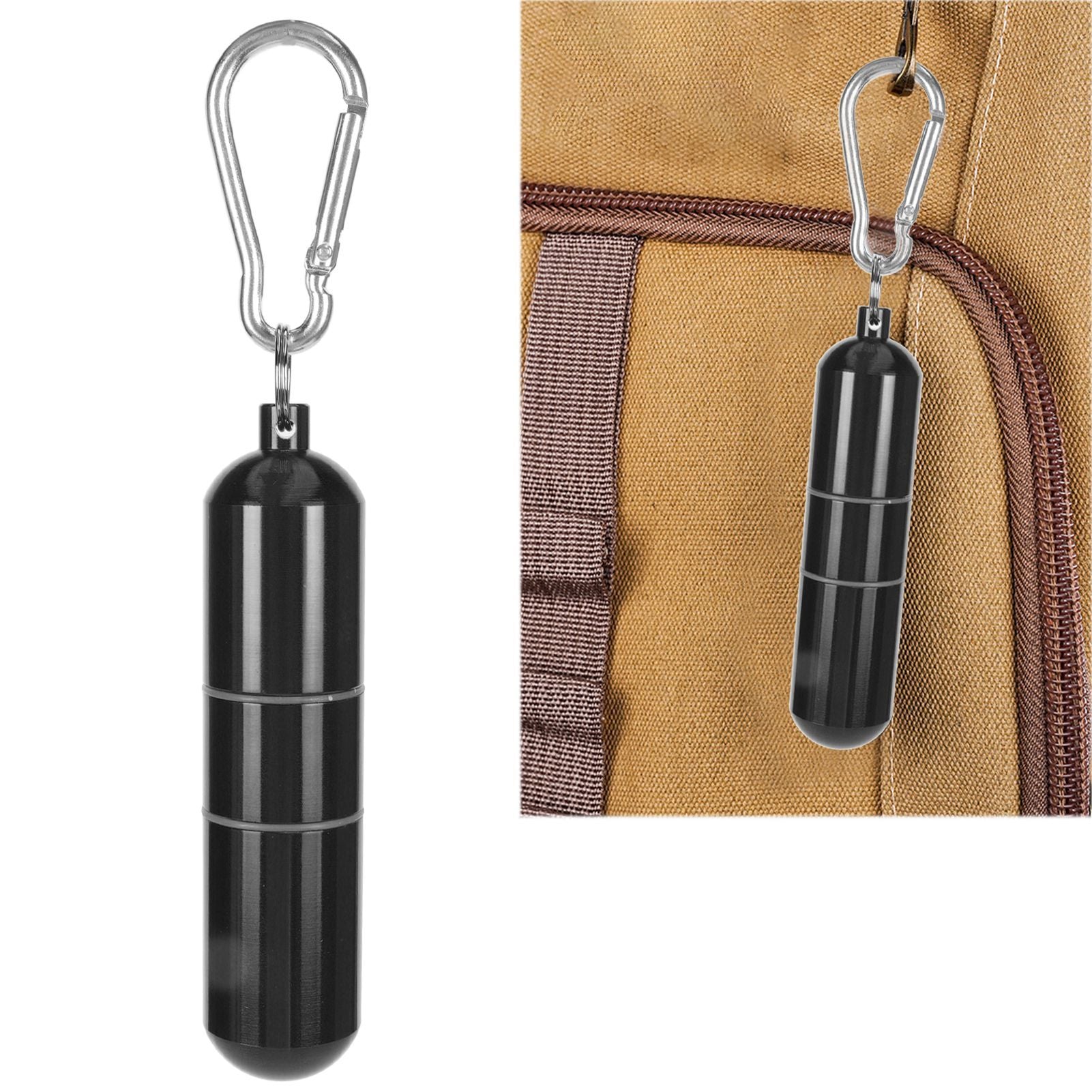 Cigarette Storage Tube Aluminum Alloy Sealed Waterproof Portable Cigarette Holder Container for Outdoor Travel Camping Hiking Black