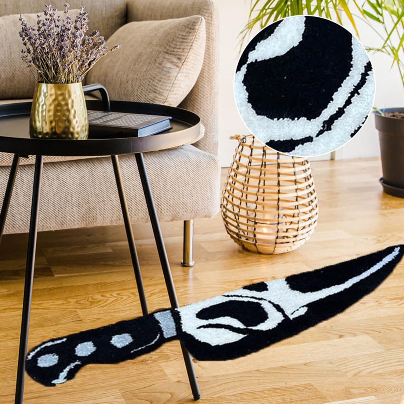 Skull Knife Carpet Horror Scary Scream Bedside Rug Wear Resistant Cashmere Home Welcome Decor 76.2CM