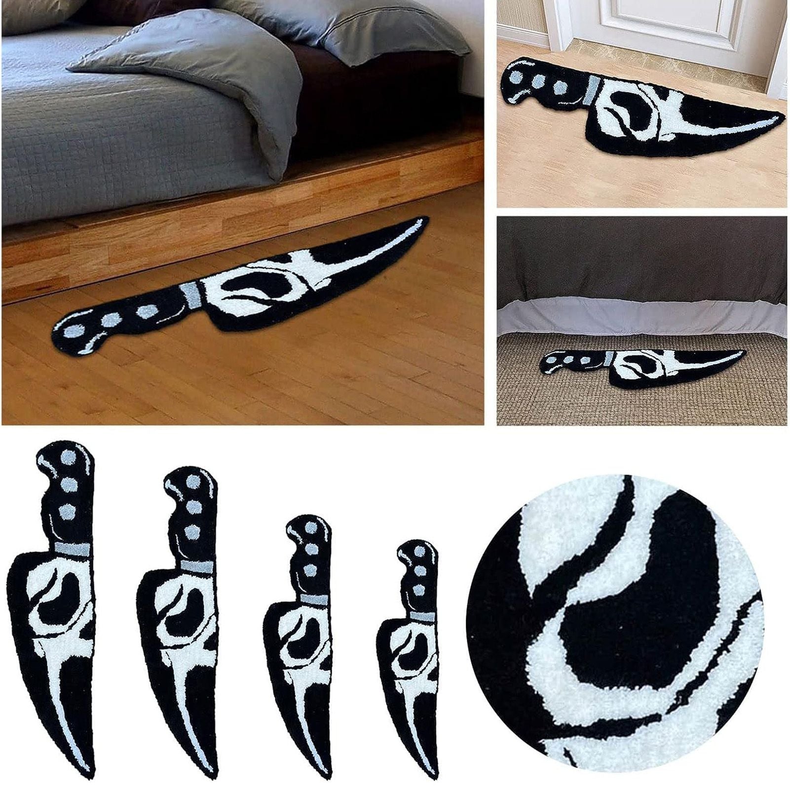 Skull Knife Carpet Horror Scary Scream Bedside Rug Wear Resistant Cashmere Home Welcome Decor 76.2CM