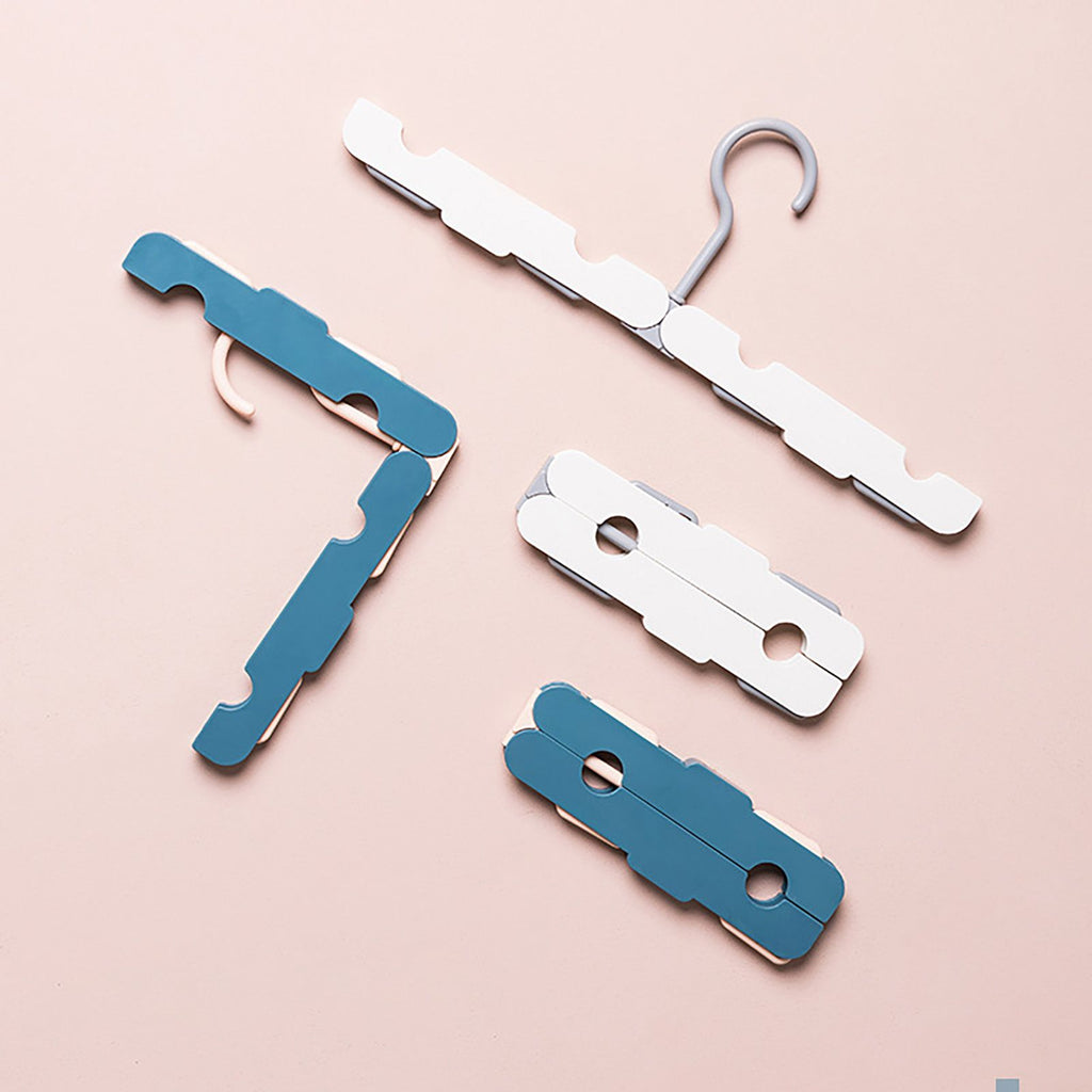Clothes Hanger Rack Anti Slip Multifunctional Foldable Travel Hanger with Clips for Home Dorm Dark Blue