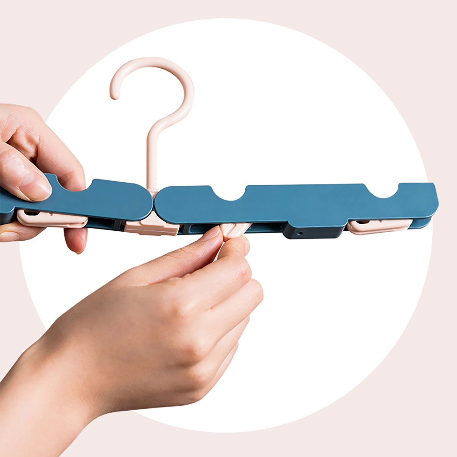 Clothes Hanger Rack Anti Slip Multifunctional Foldable Travel Hanger with Clips for Home Dorm Dark Blue