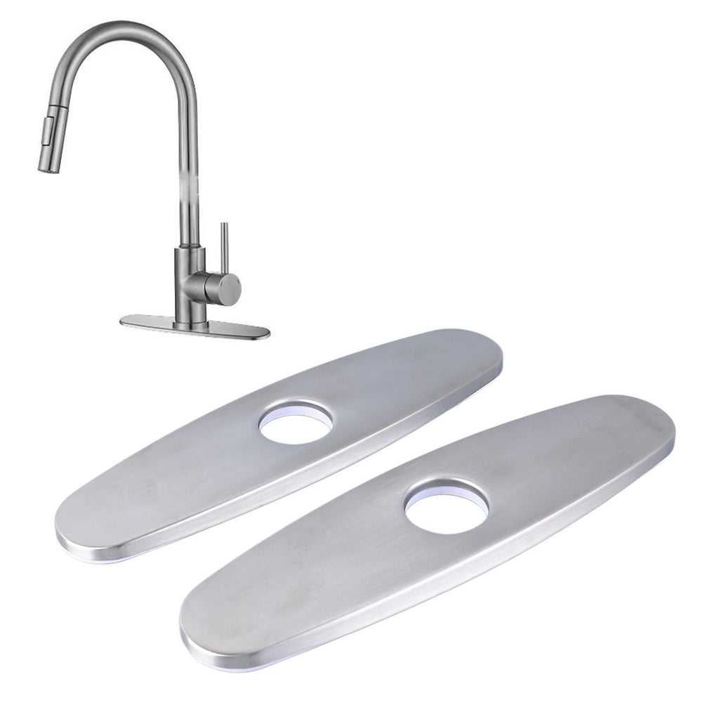 2PCS Hole Cover Deck Plate Pull Down Faucet Plate Stainless Steel Easy Maintenance Anti Leakage for Kitchen Sink